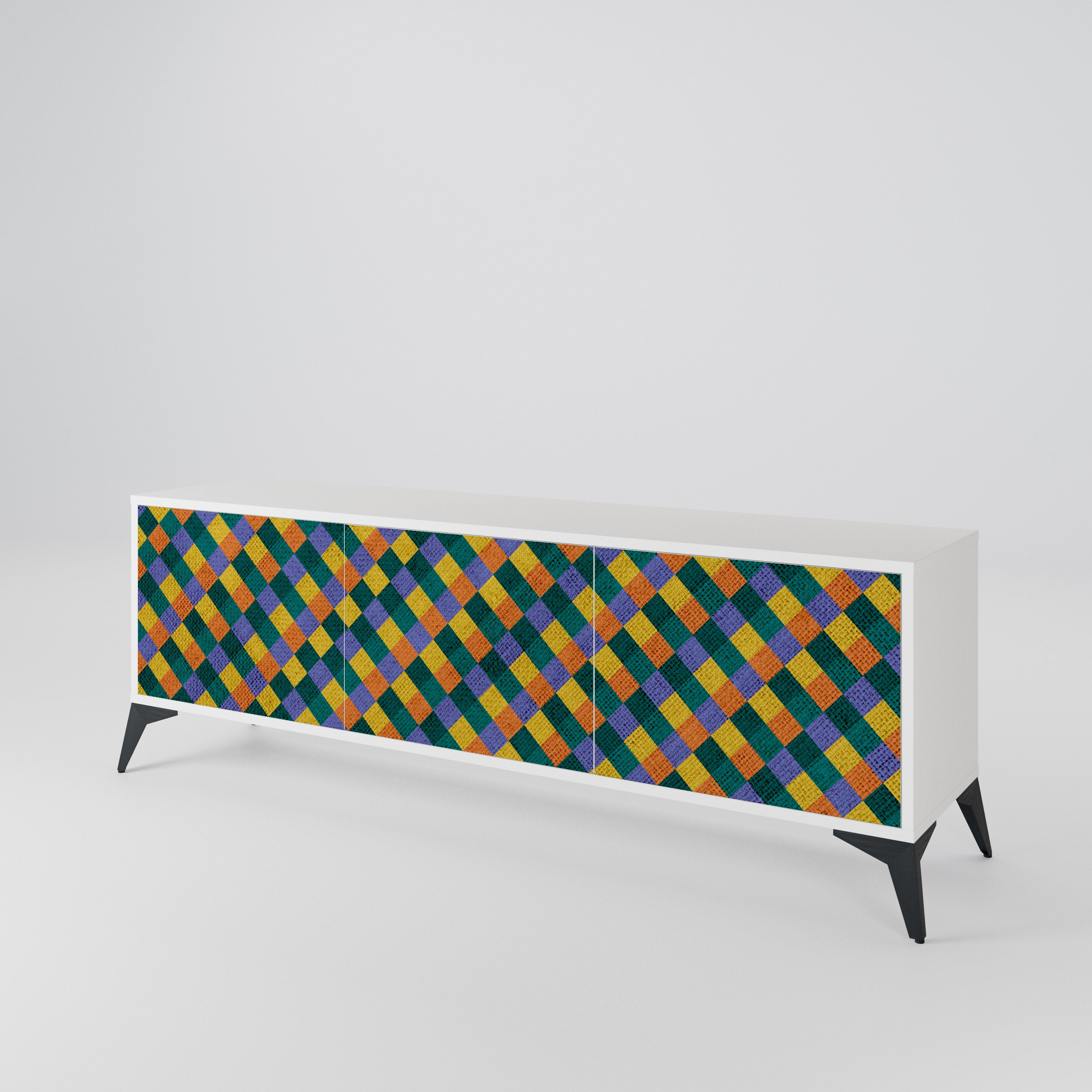 PAINTED SQUARES MIX Mueble de TV de 3 Puertas