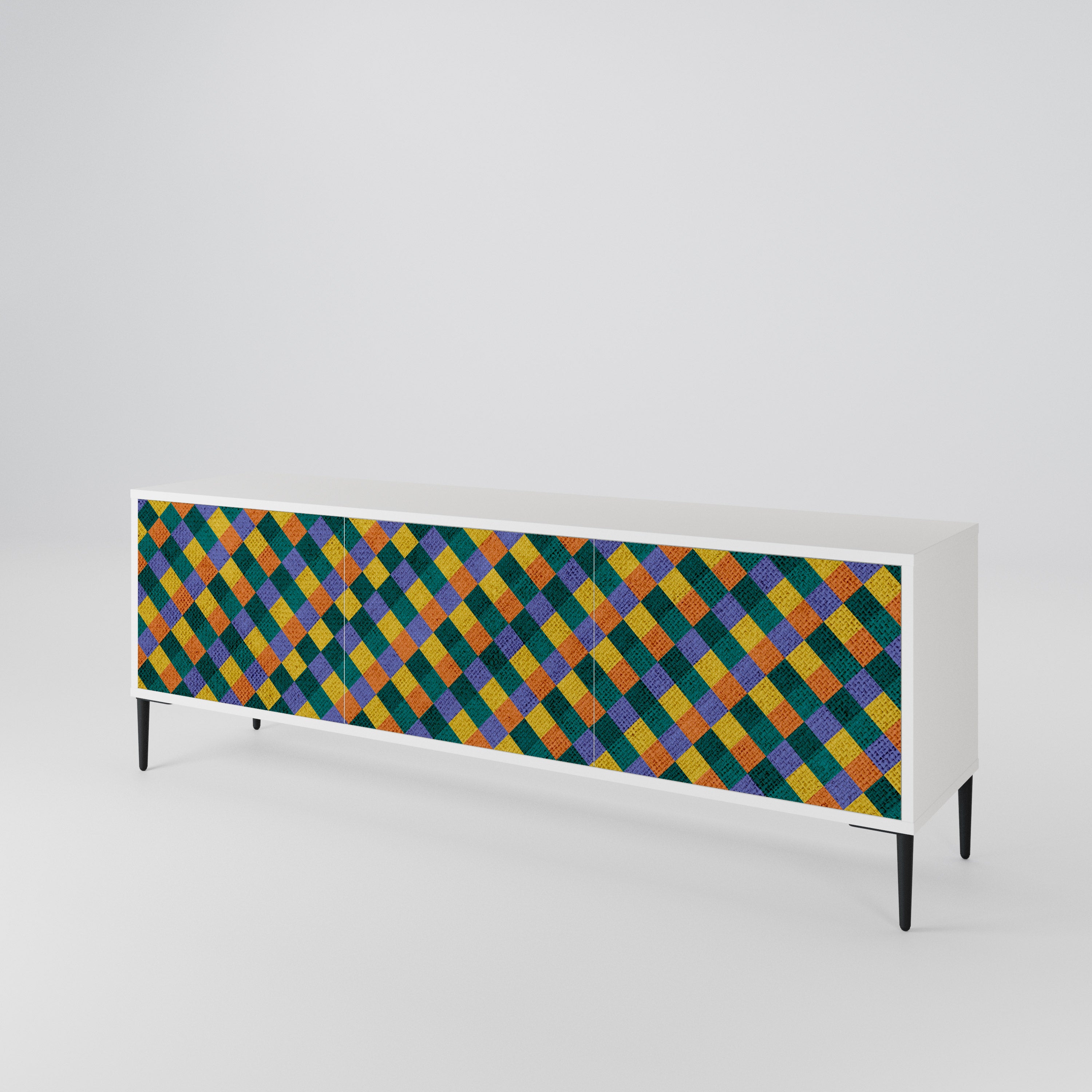 PAINTED SQUARES MIX Mueble de TV de 3 Puertas