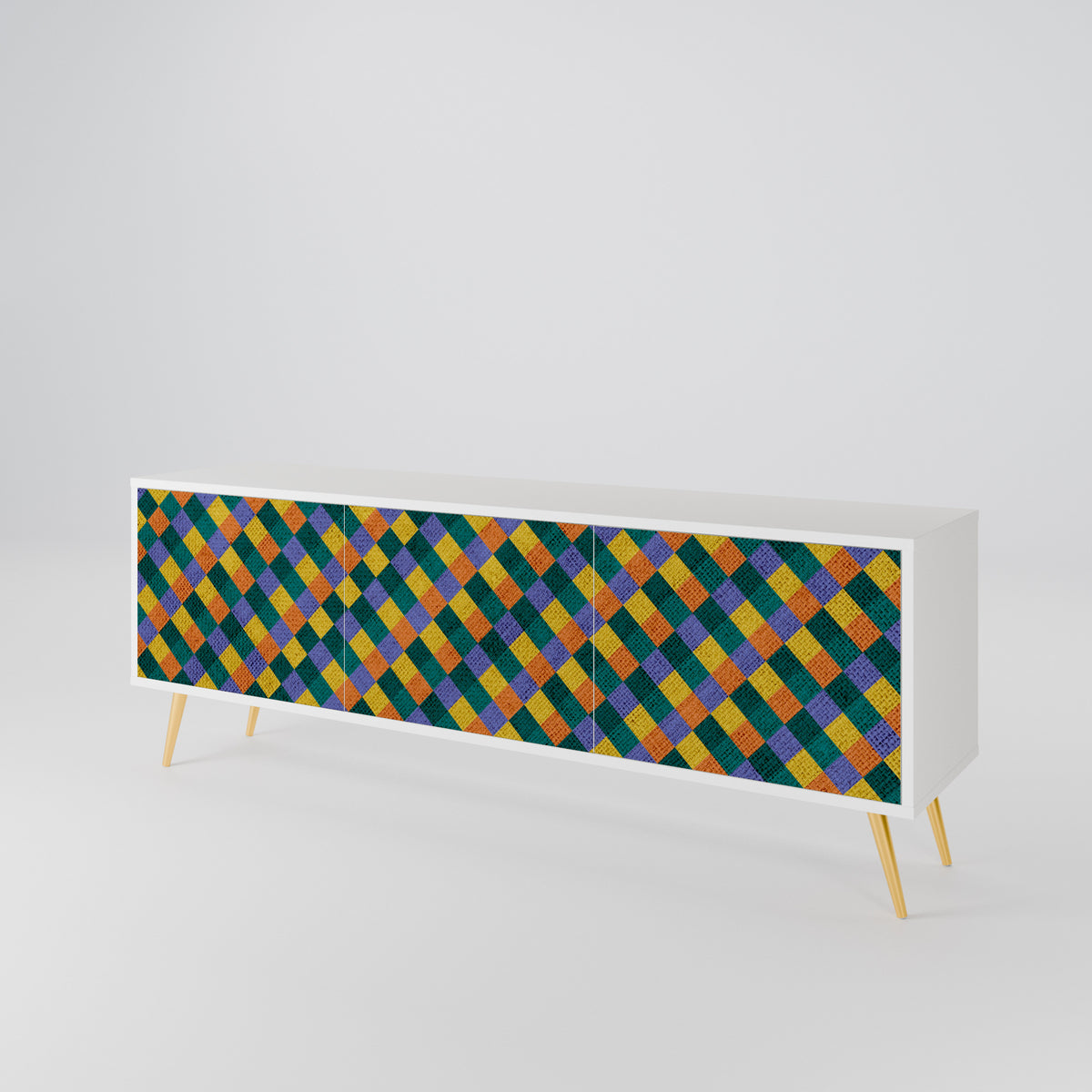 PAINTED SQUARES MIX Mueble de TV de 3 Puertas