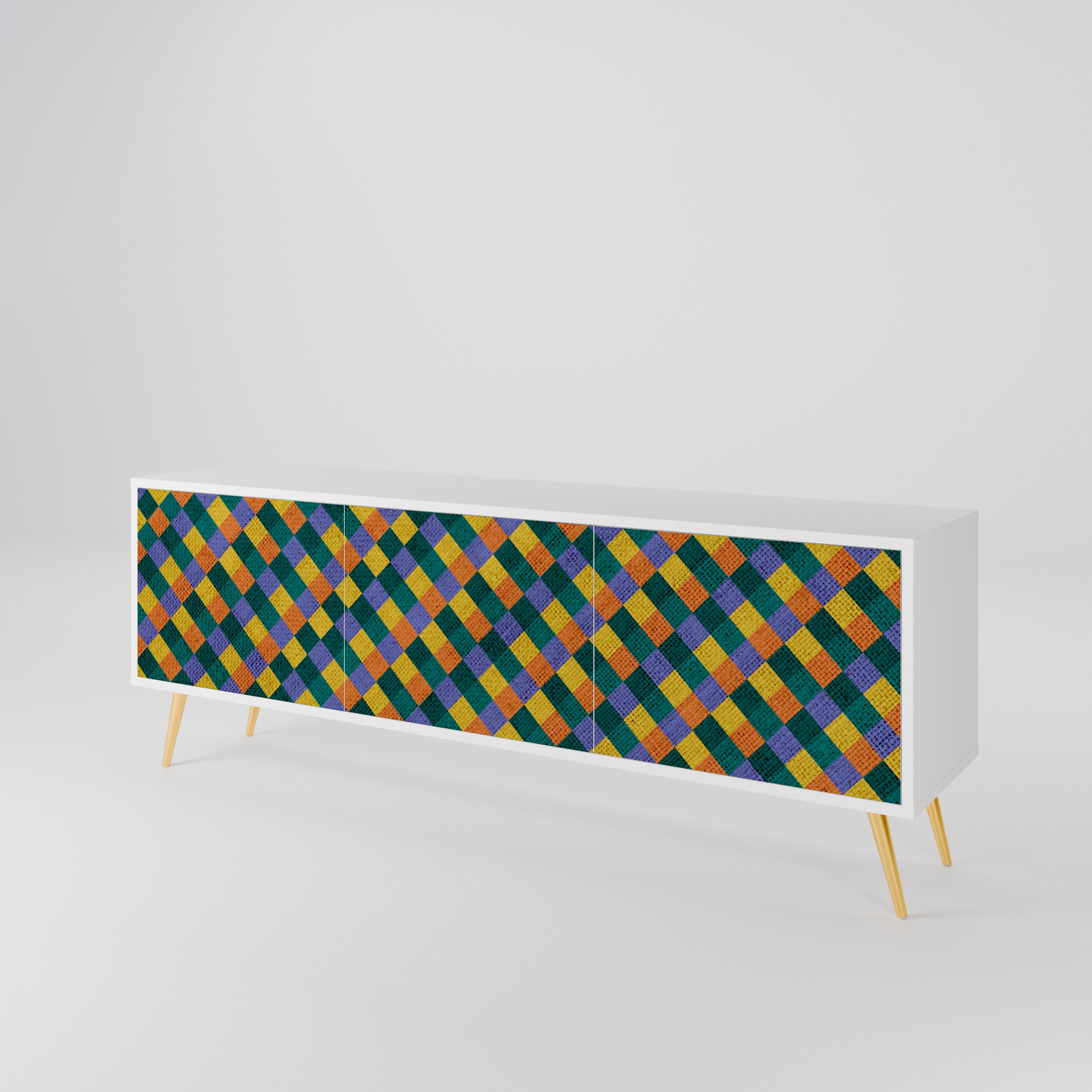 PAINTED SQUARES MIX Mueble de TV de 3 Puertas