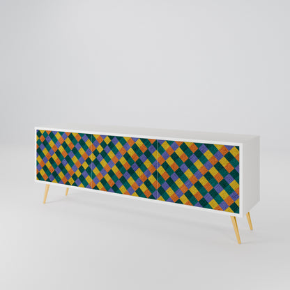 PAINTED SQUARES MIX Mueble de TV de 3 Puertas