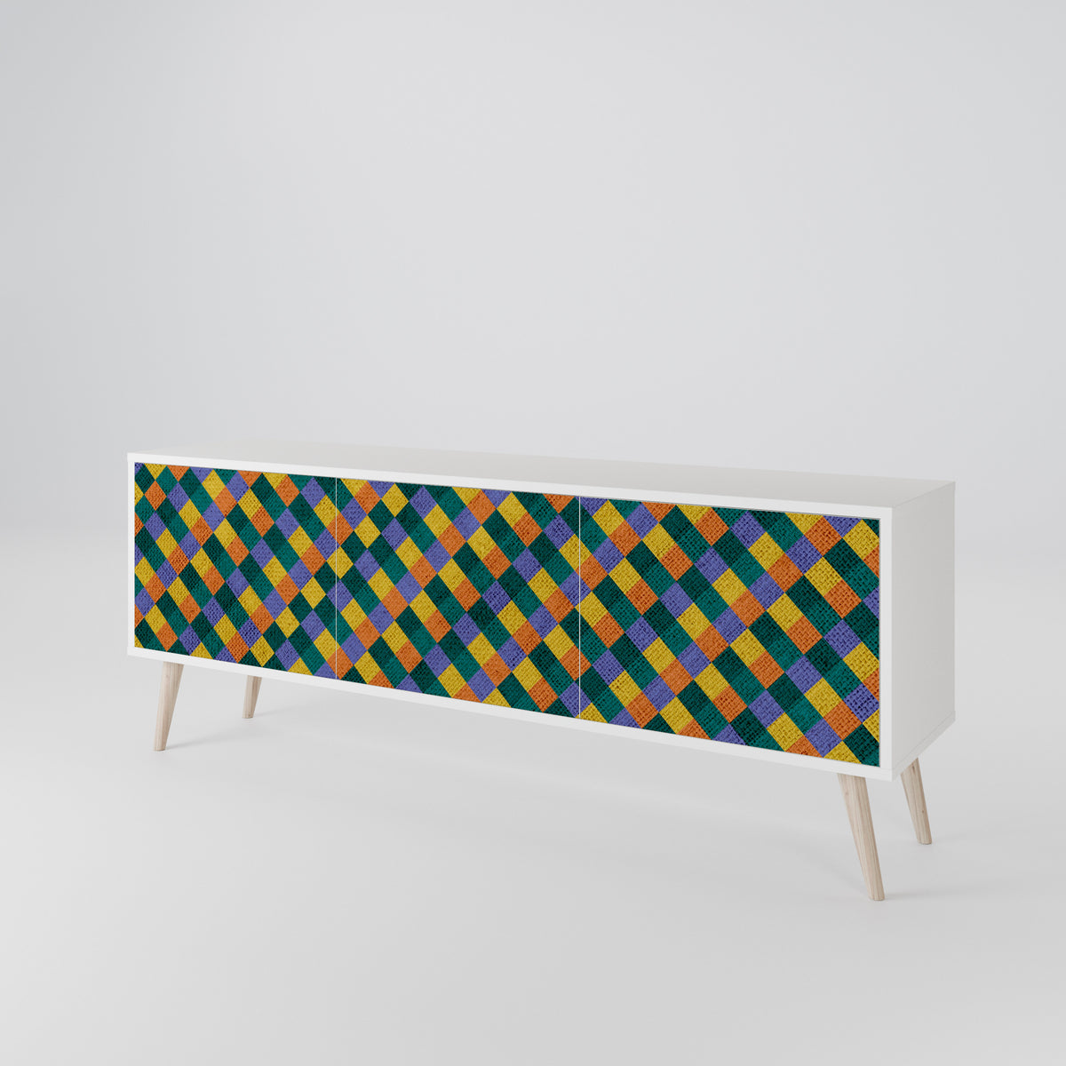 PAINTED SQUARES MIX Mueble de TV de 3 Puertas