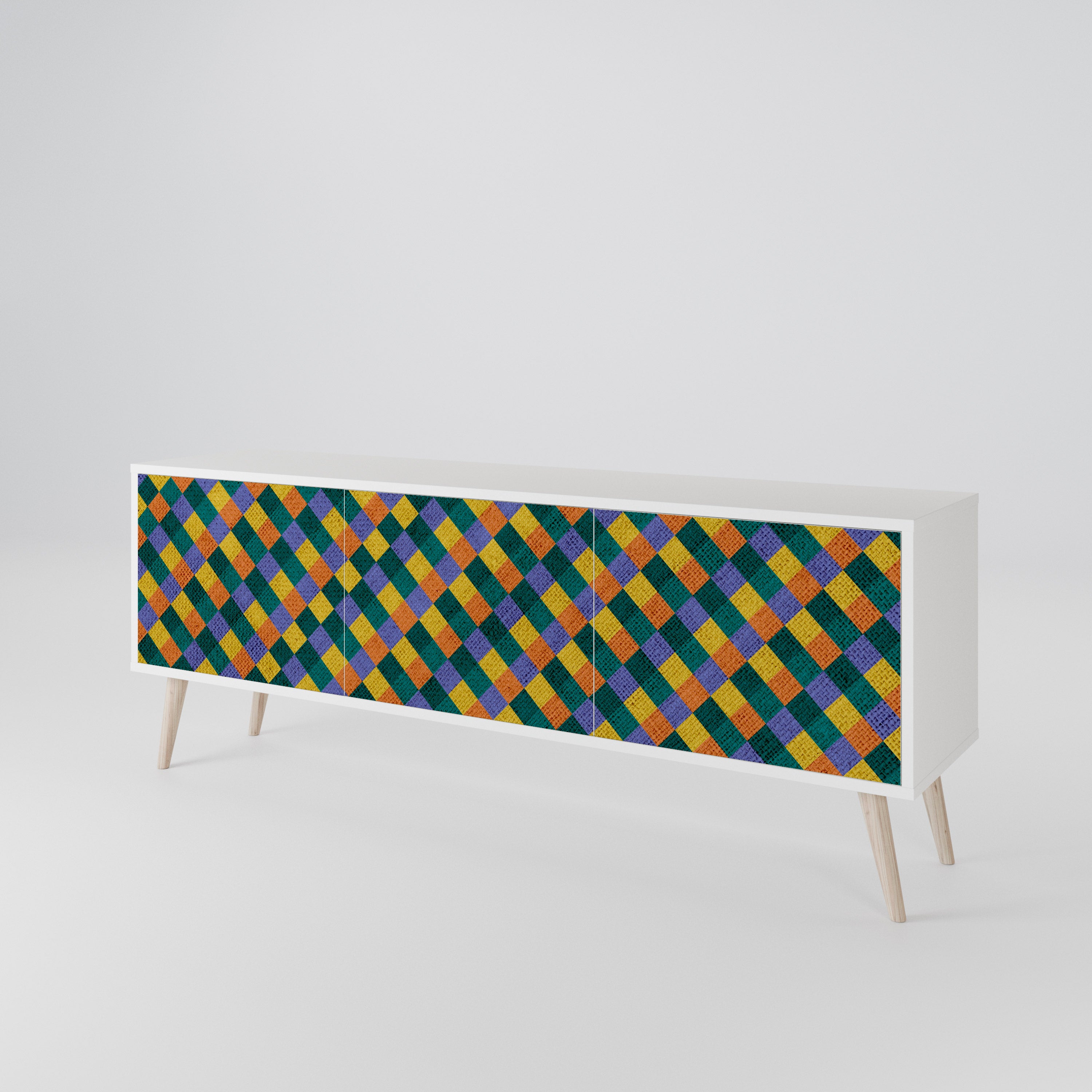 PAINTED SQUARES MIX Mueble de TV de 3 Puertas