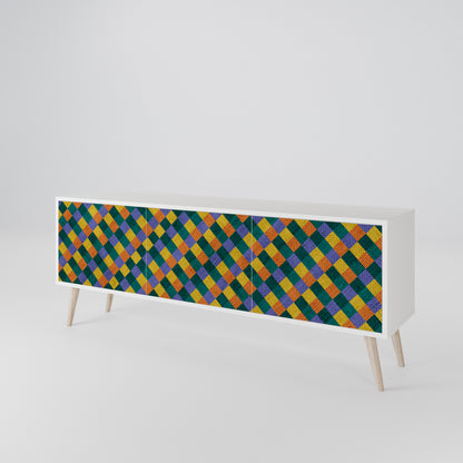 PAINTED SQUARES MIX Mueble de TV de 3 Puertas
