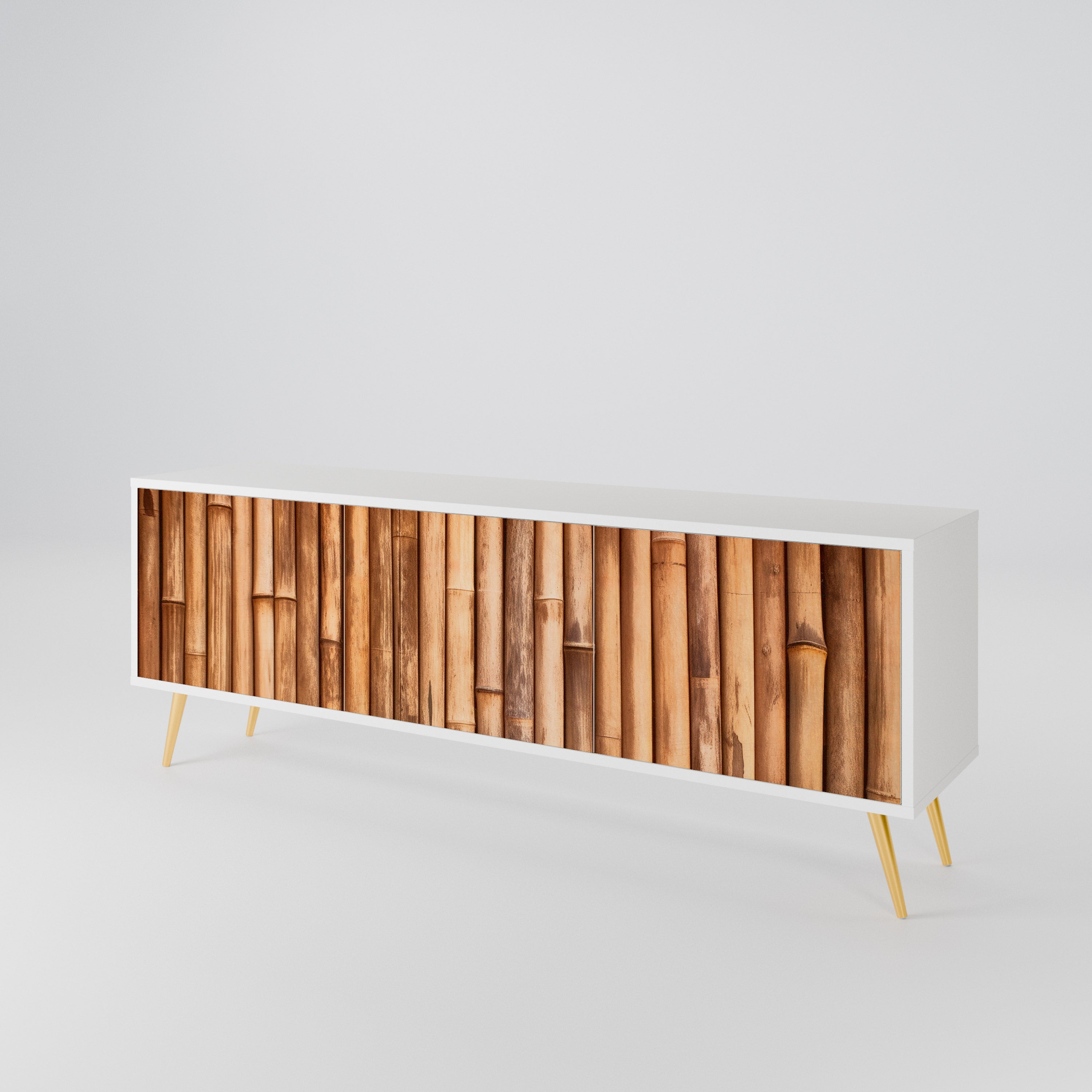 NATURAL WOOD 3-Door TV Cabinet