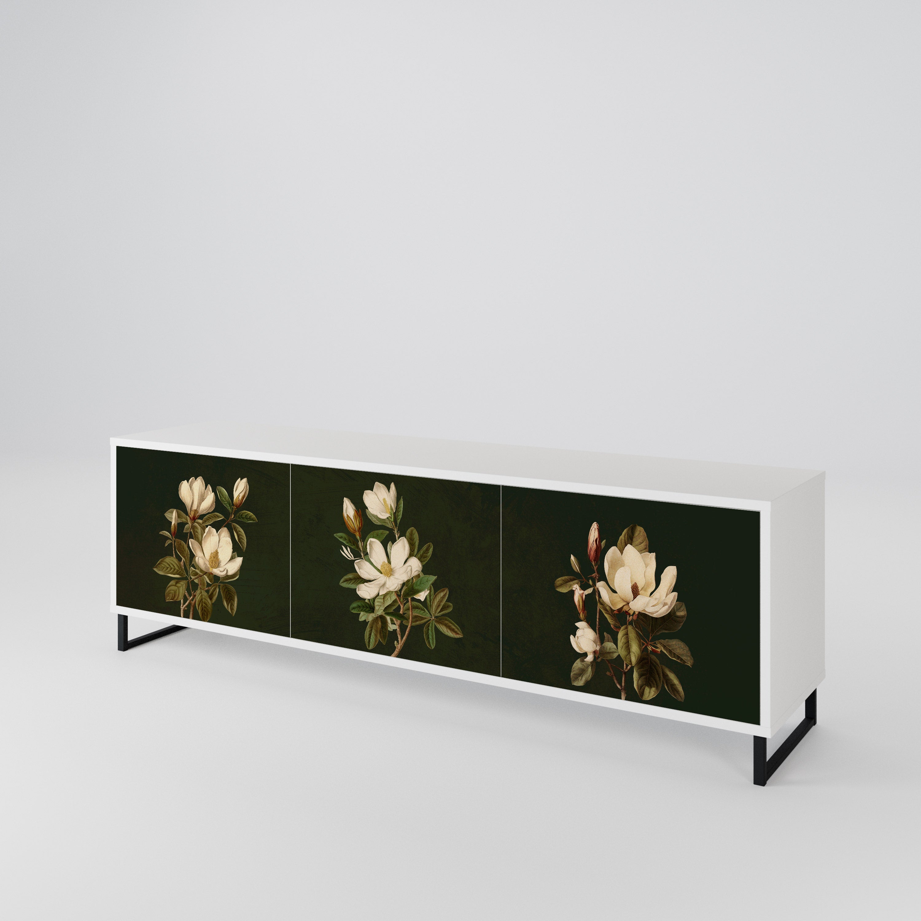 FLORAL NOIR Mueble de TV de 3 Puertas