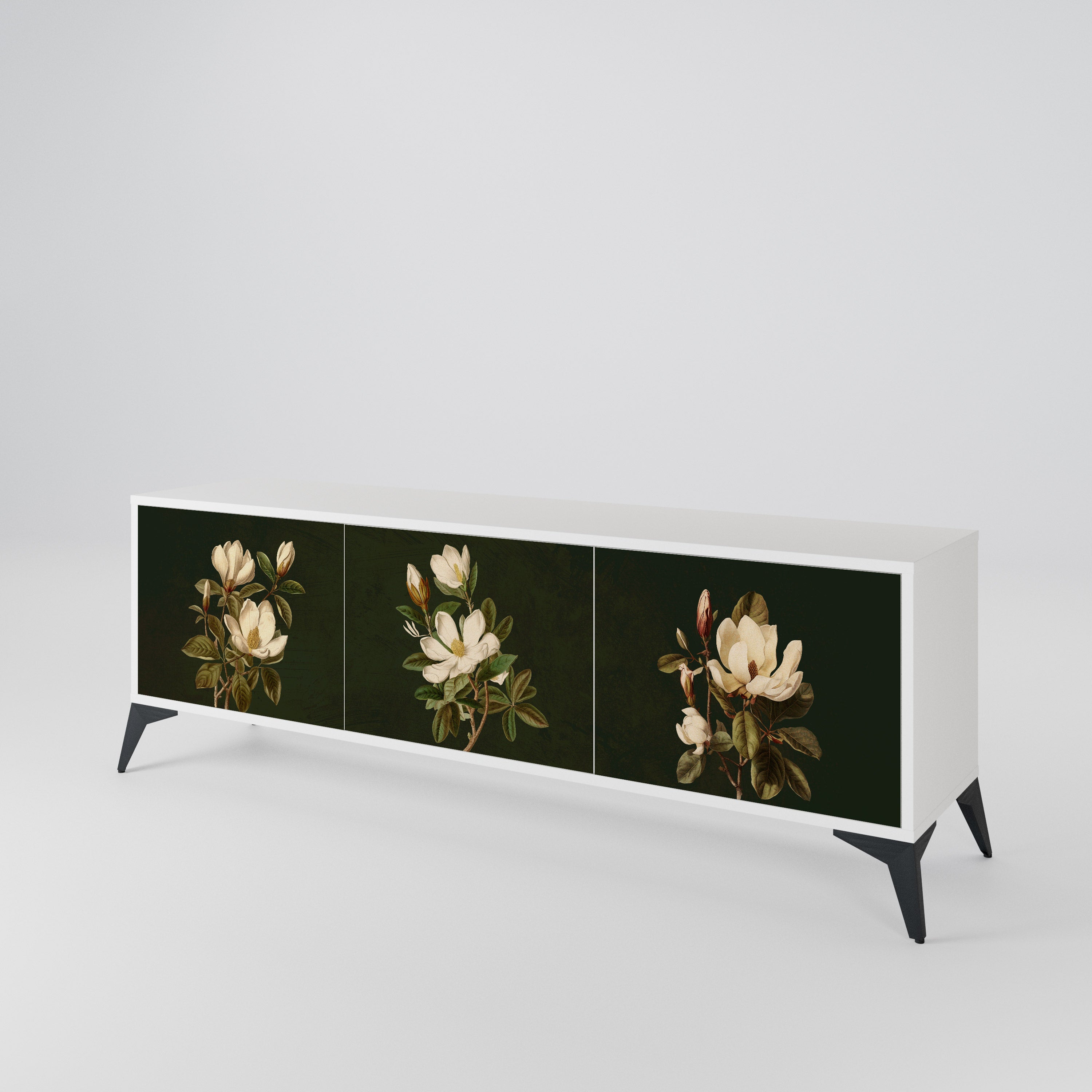 FLORAL NOIR Mueble de TV de 3 Puertas