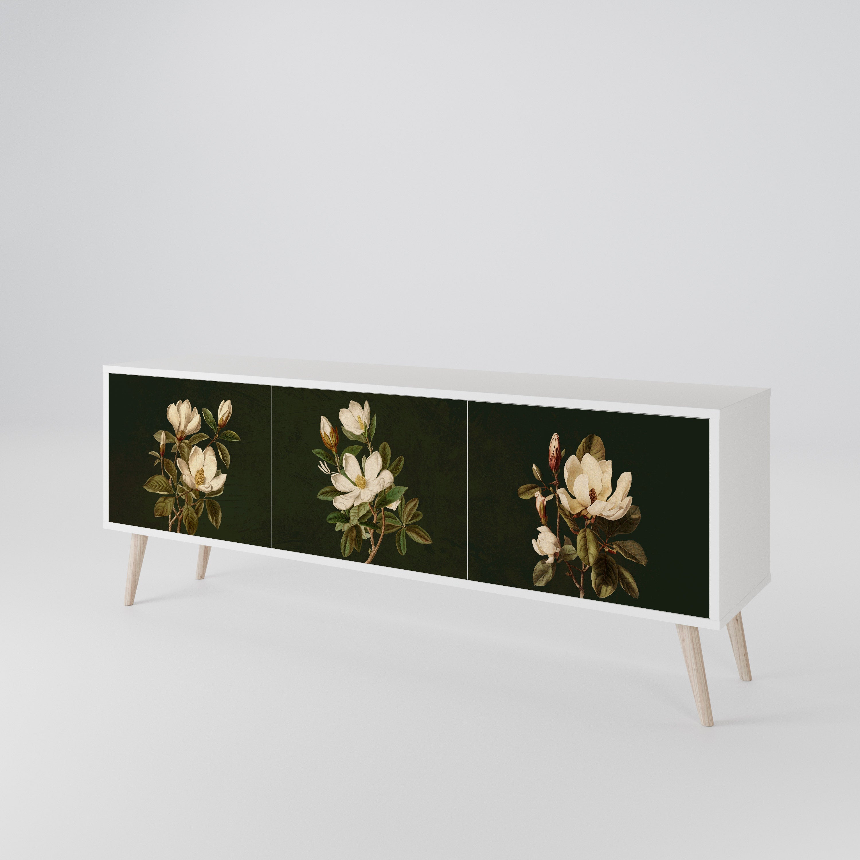 FLORAL NOIR Mueble de TV de 3 Puertas