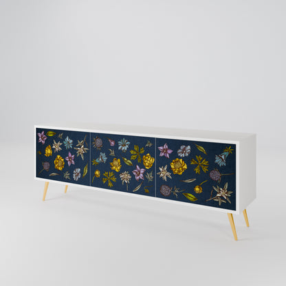 FLOWERS ON NAVY BLUE Mueble de TV de 3 Puertas