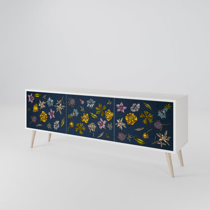 FLOWERS ON NAVY BLUE Mueble de TV de 3 Puertas