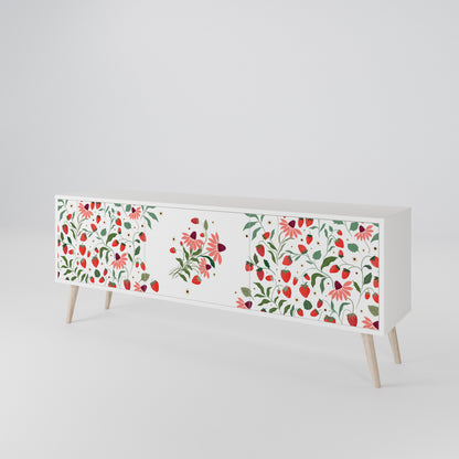 FLOWERS AND STRAWBERRIES Mueble de TV de 3 Puertas