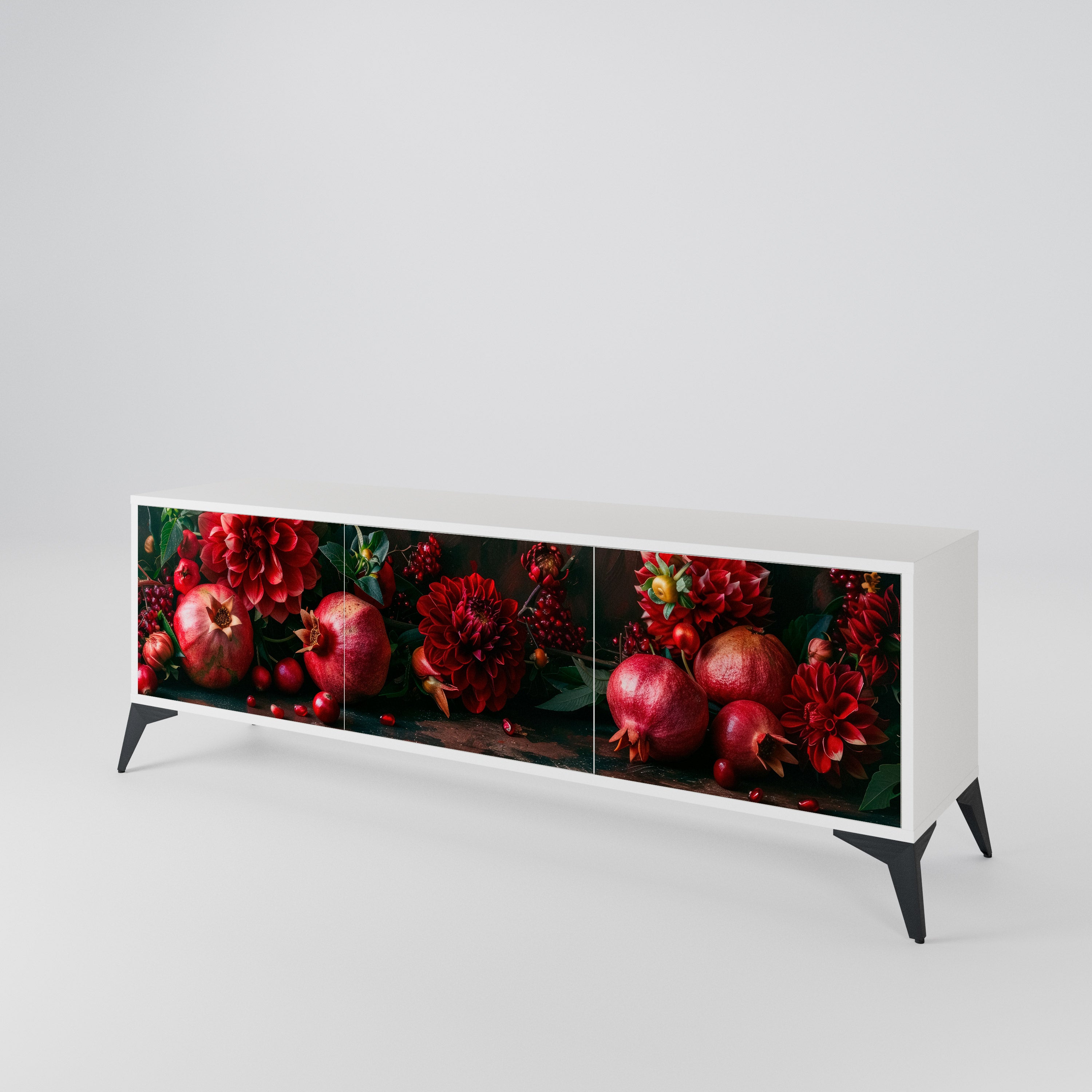 DAHLIAS AND POMEGRANATES Mueble de TV de 3 Puertas