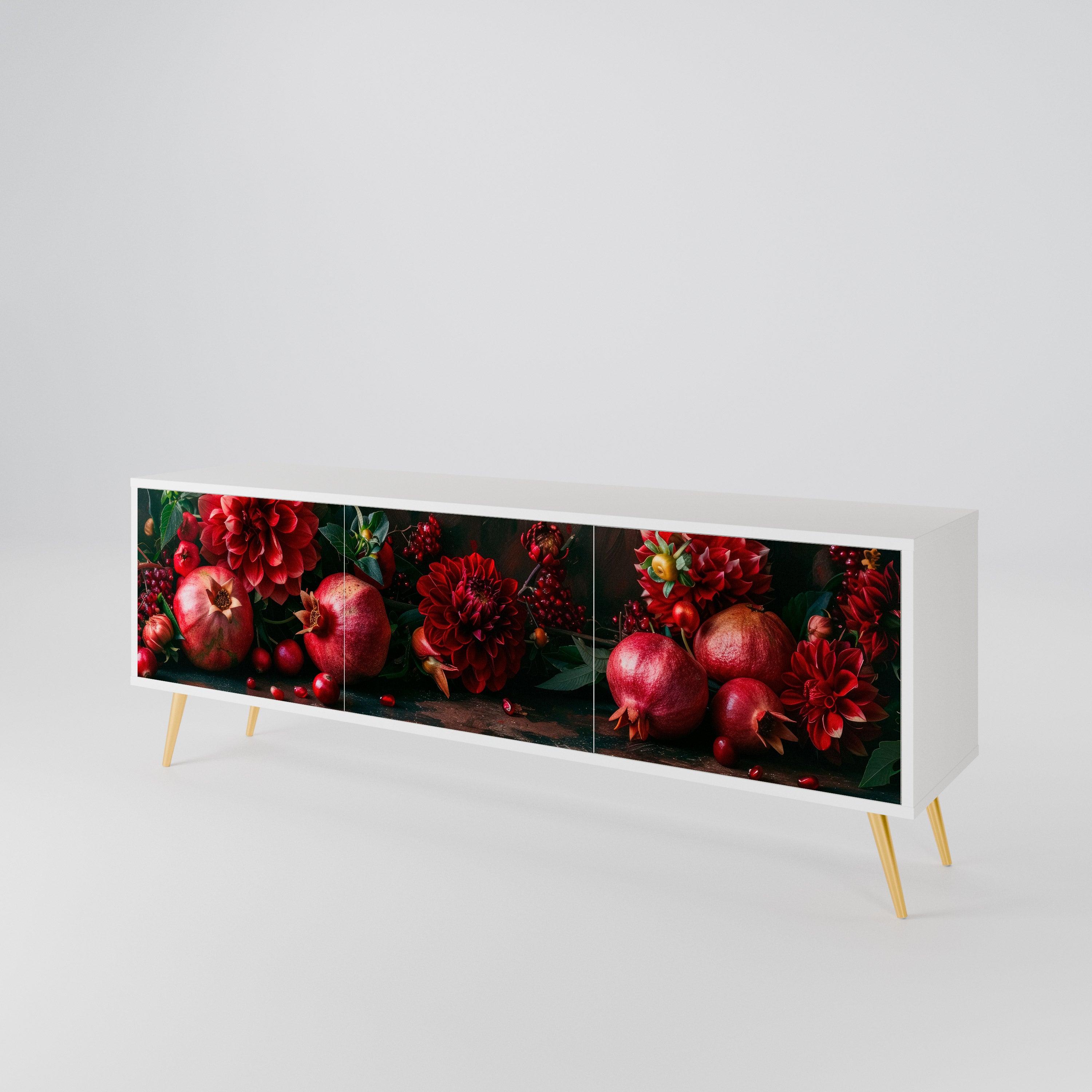 DAHLIAS AND POMEGRANATES Mueble de TV de 3 Puertas