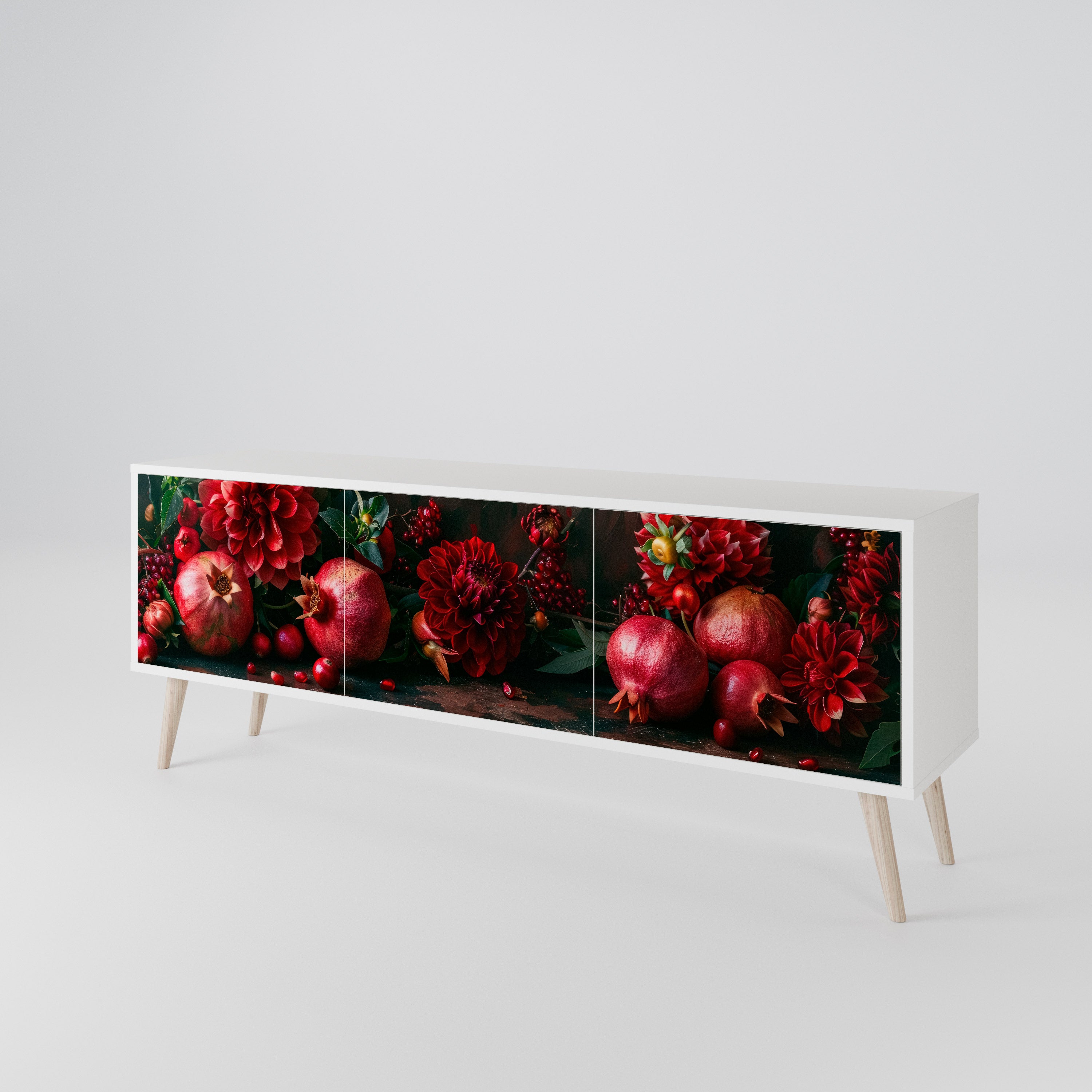 DAHLIAS AND POMEGRANATES Mueble de TV de 3 Puertas