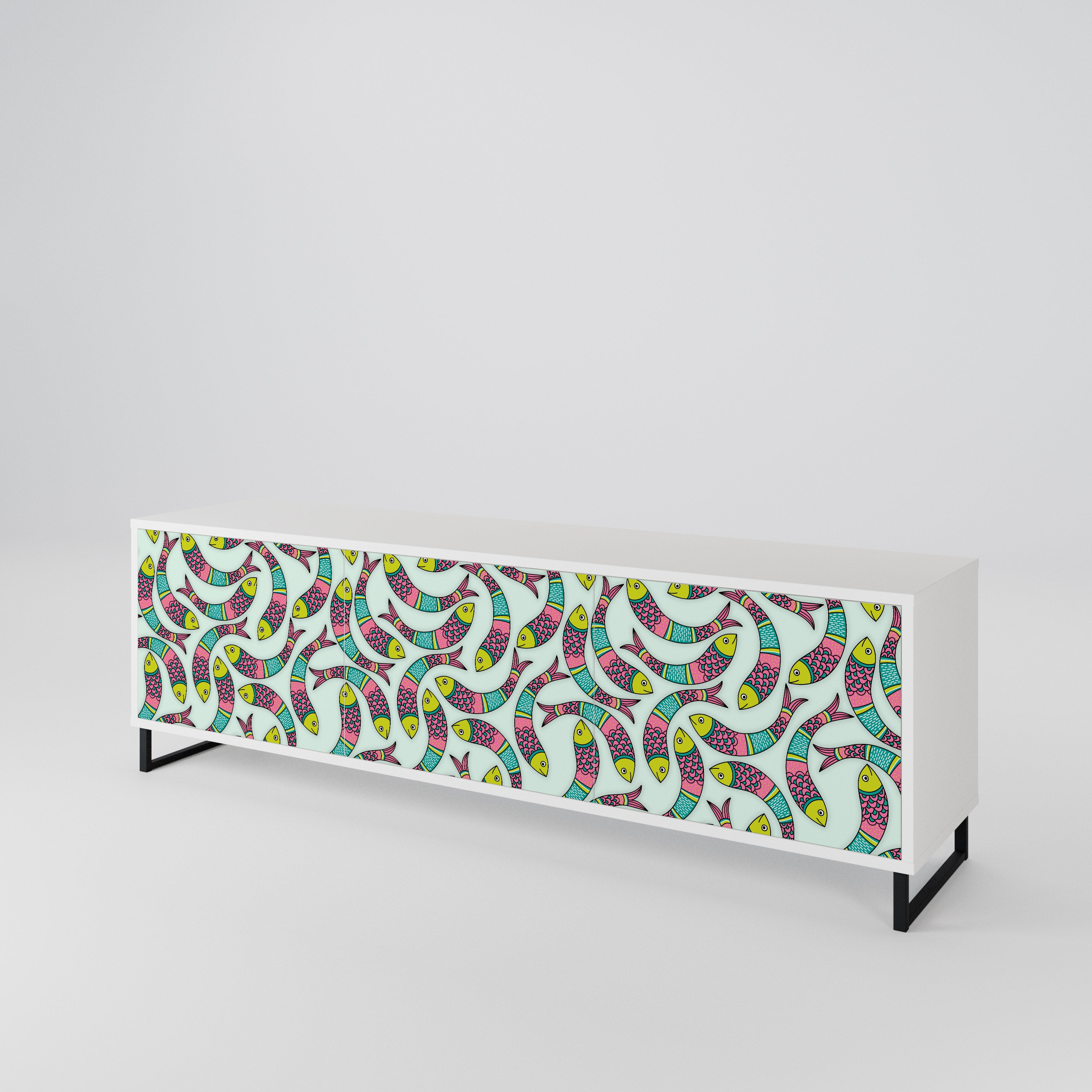 INDIAN FISH Mueble de TV de 3 Puertas
