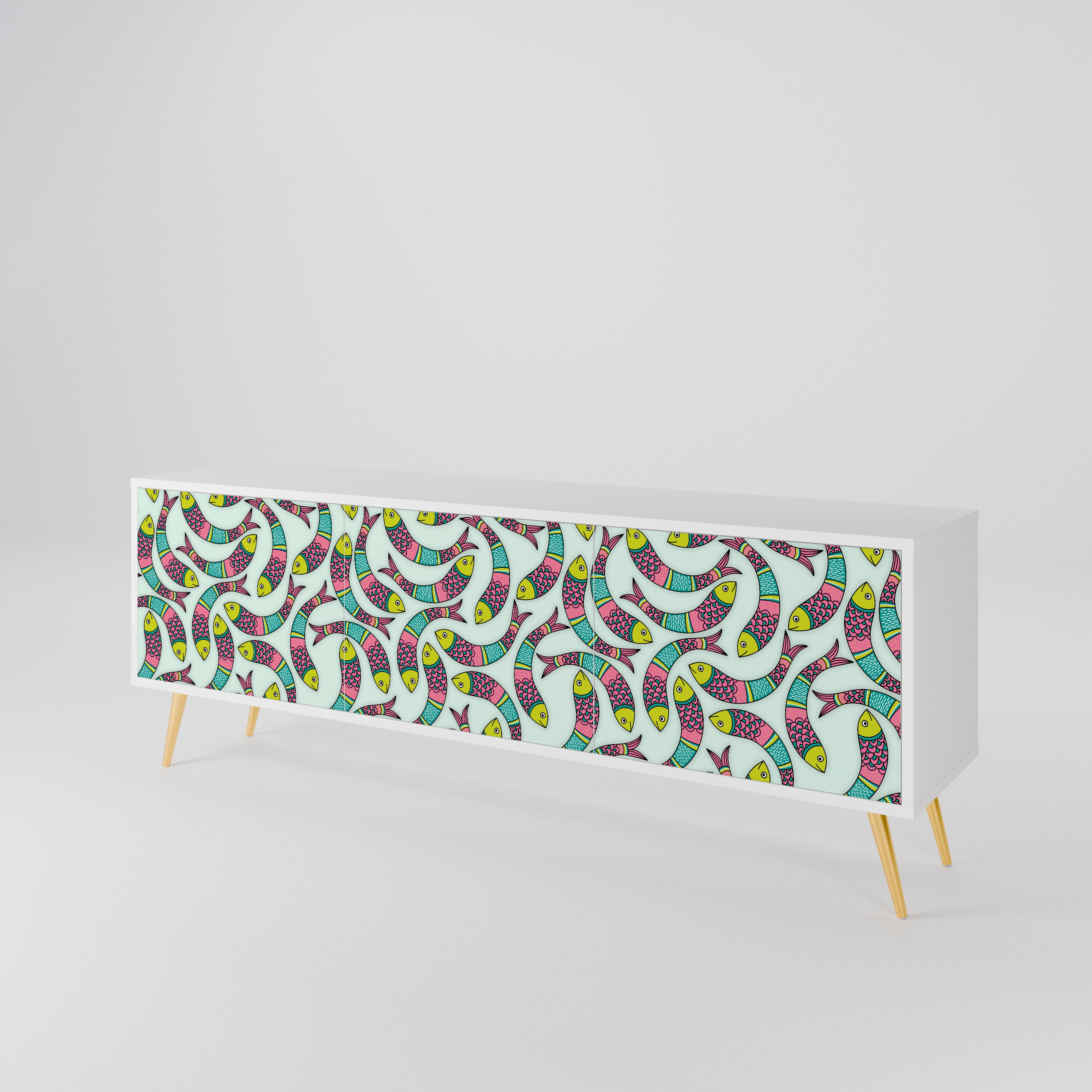 INDIAN FISH Mueble de TV de 3 Puertas