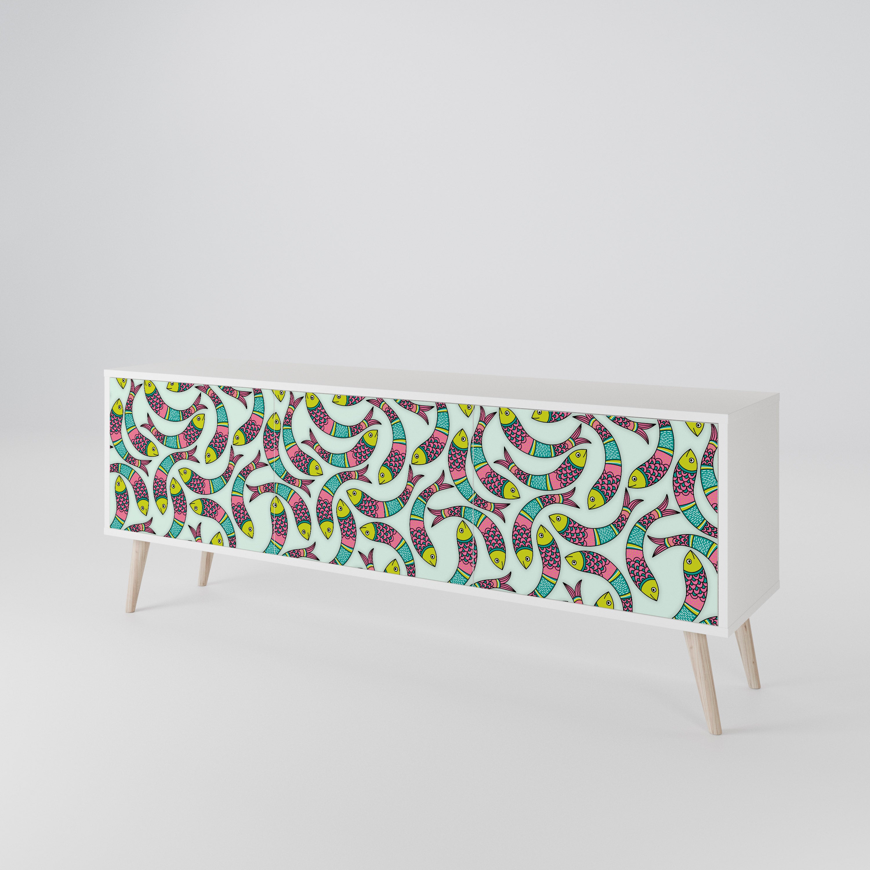 INDIAN FISH Mueble de TV de 3 Puertas