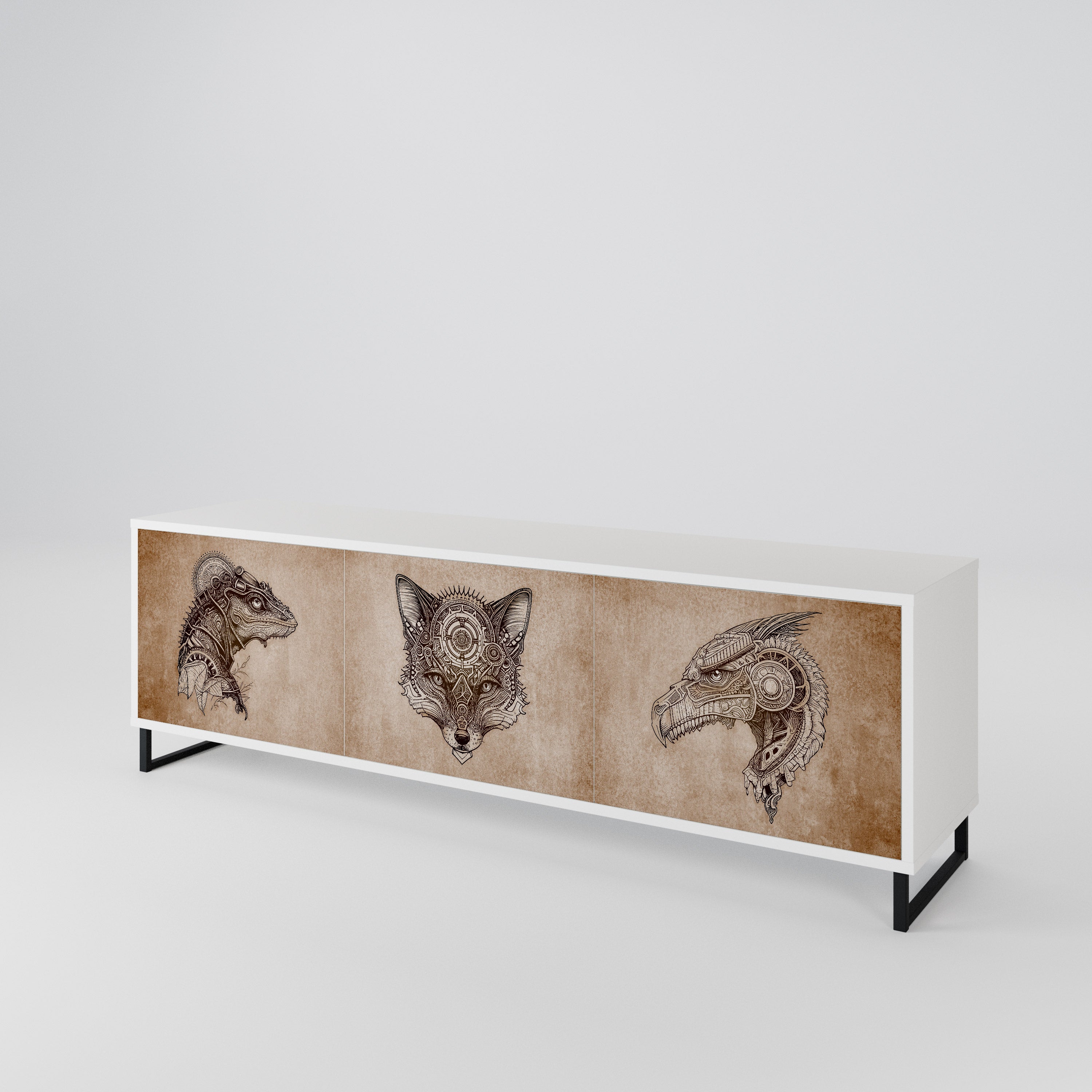 STEAMPUNK CLAN Mueble de TV de 3 Puertas