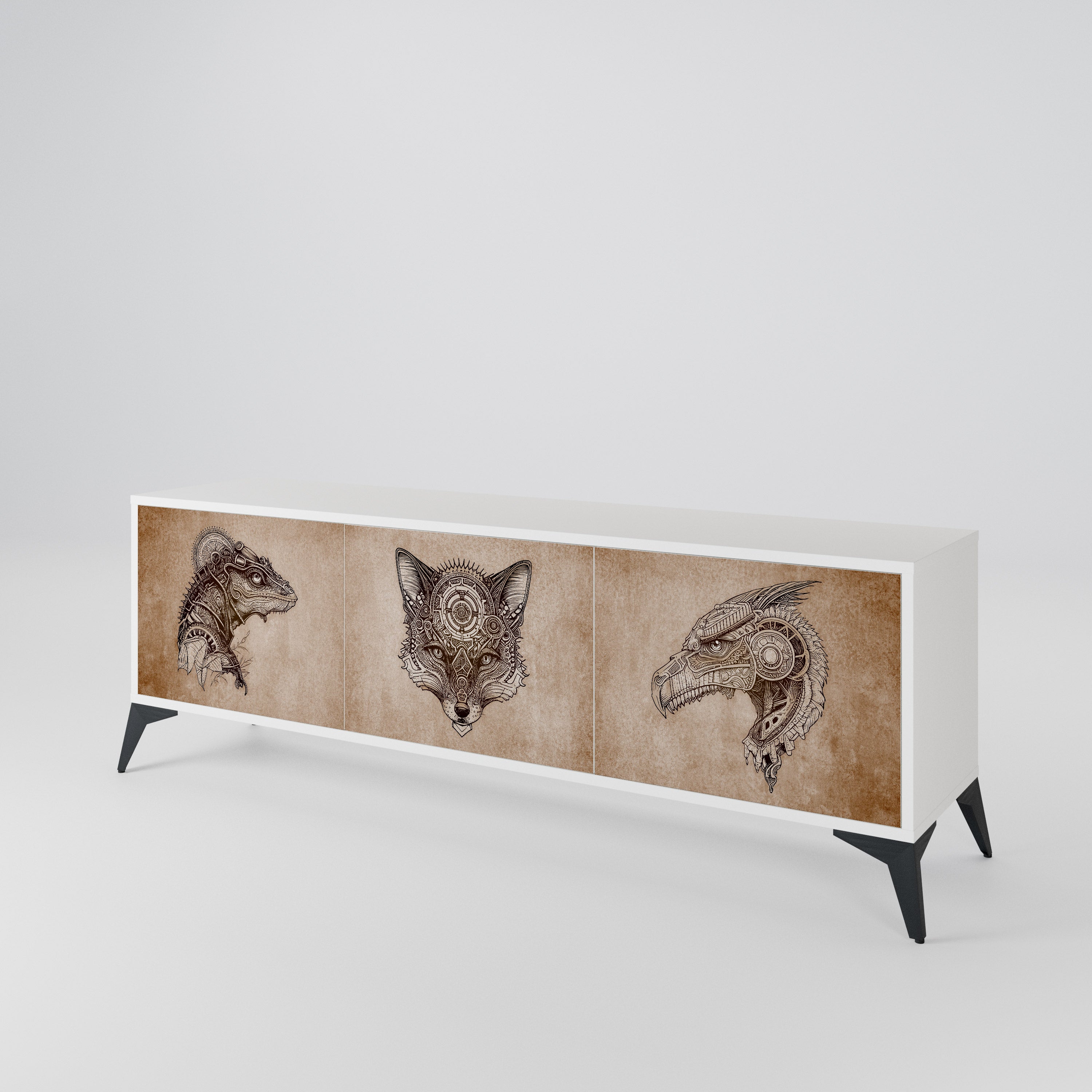 STEAMPUNK CLAN Mueble de TV de 3 Puertas