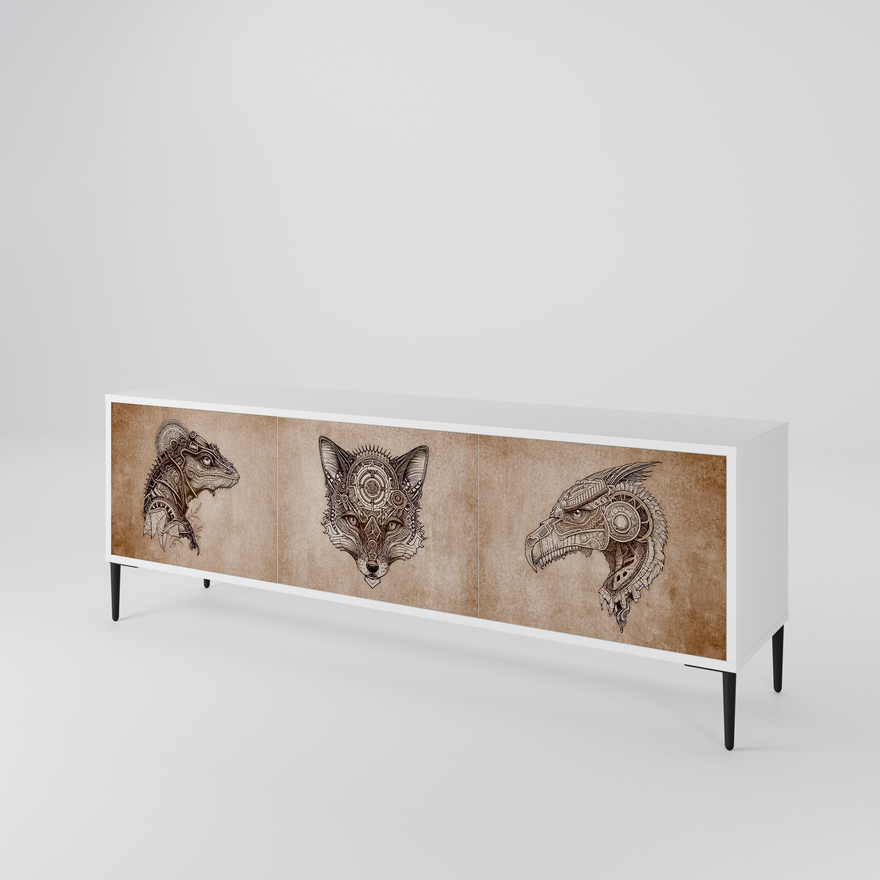 STEAMPUNK CLAN Mueble de TV de 3 Puertas