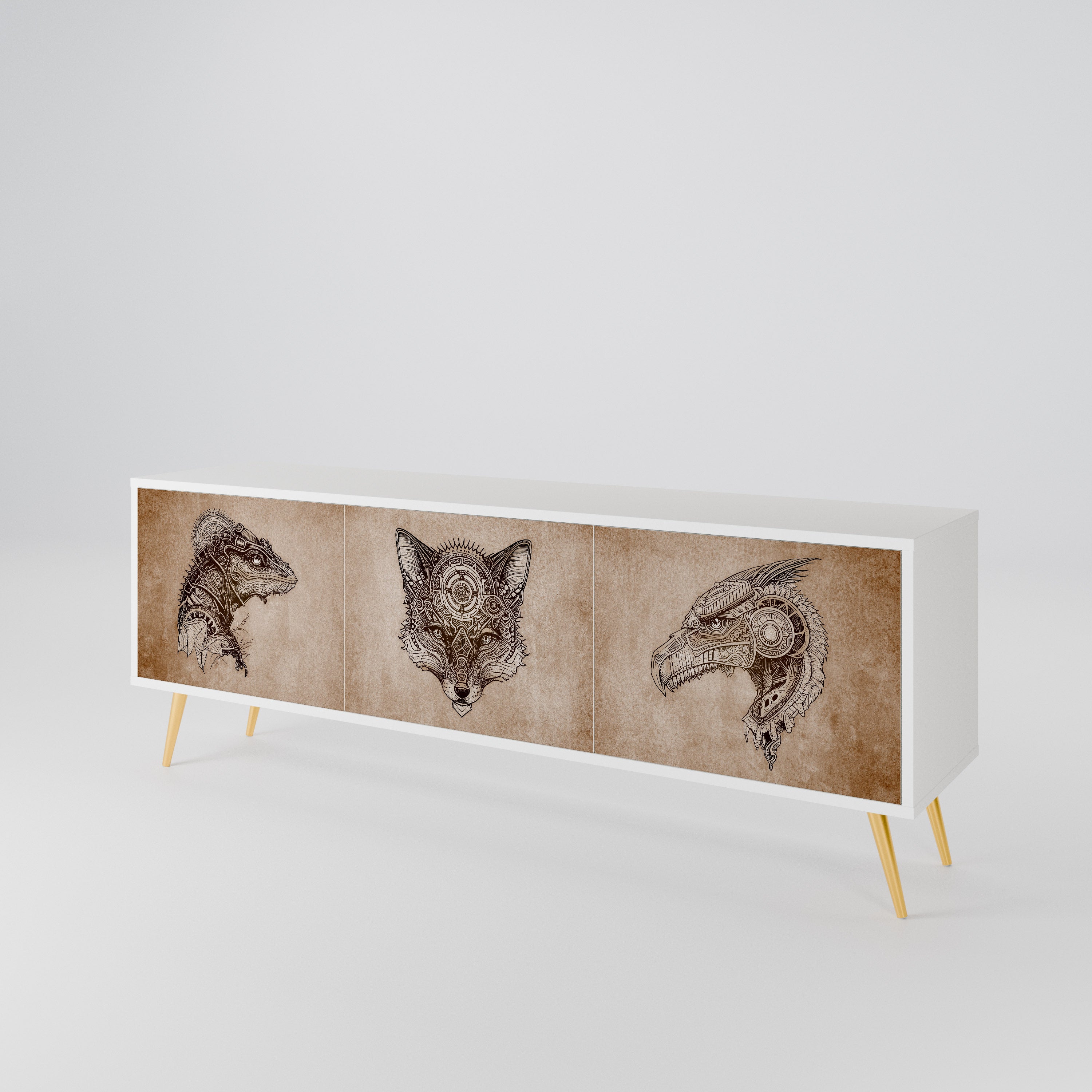 STEAMPUNK CLAN Mueble de TV de 3 Puertas