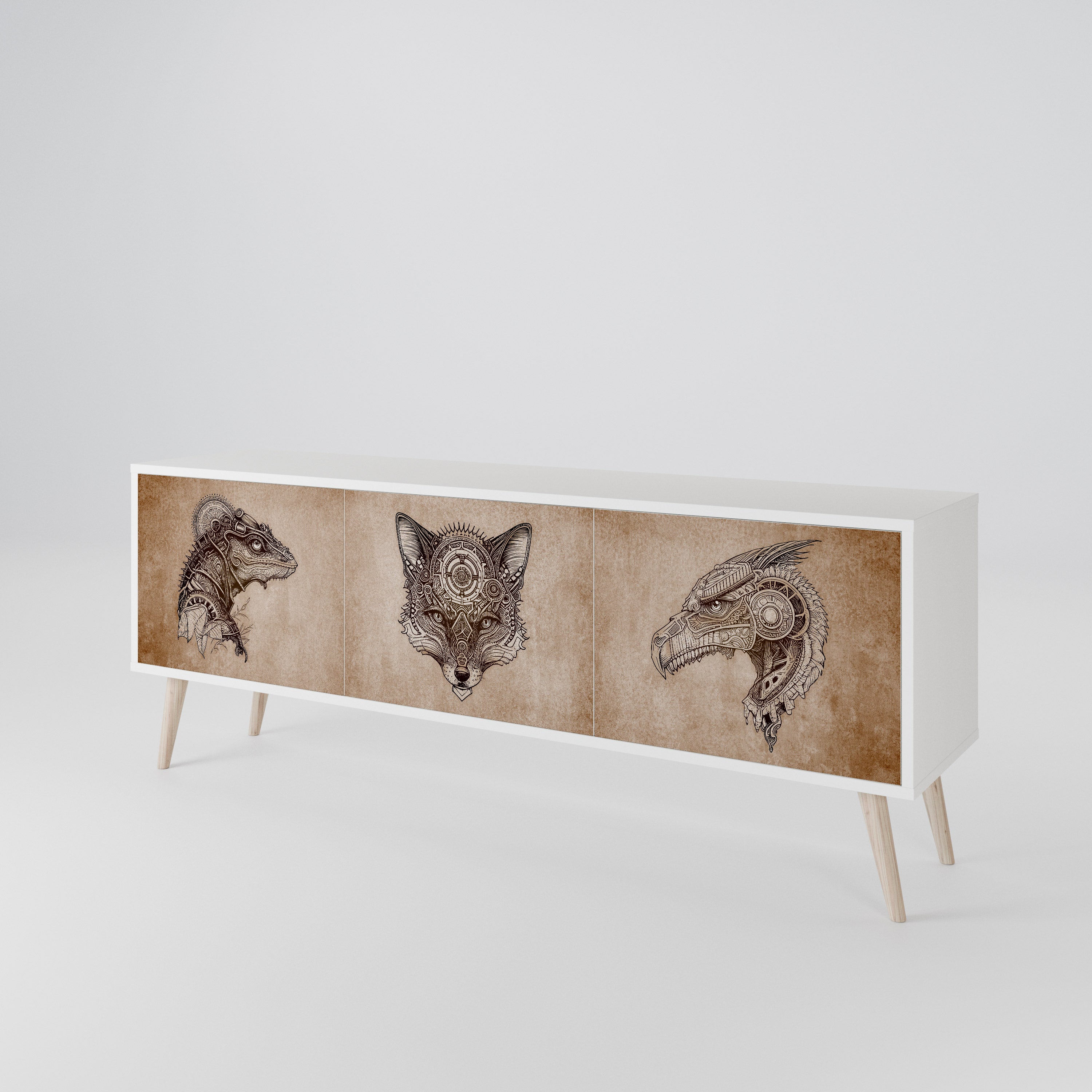 STEAMPUNK CLAN Mueble de TV de 3 Puertas