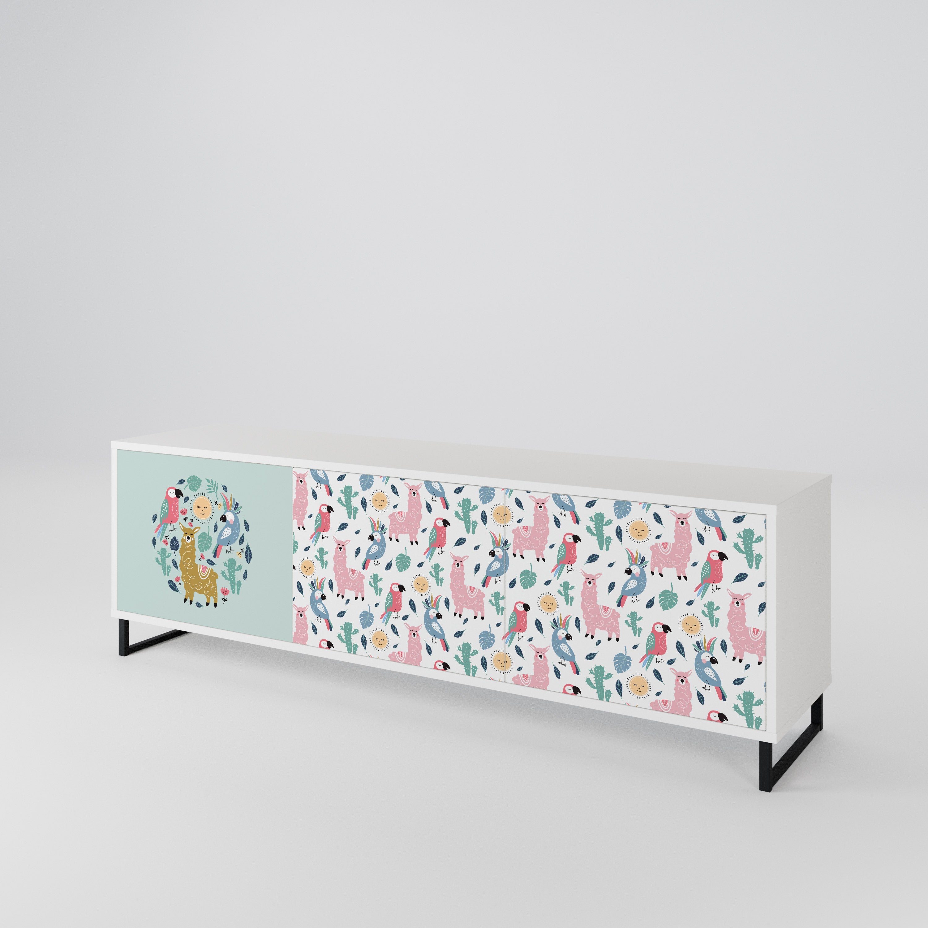 COLORFUL ALPACAS Mueble de TV de 3 Puertas
