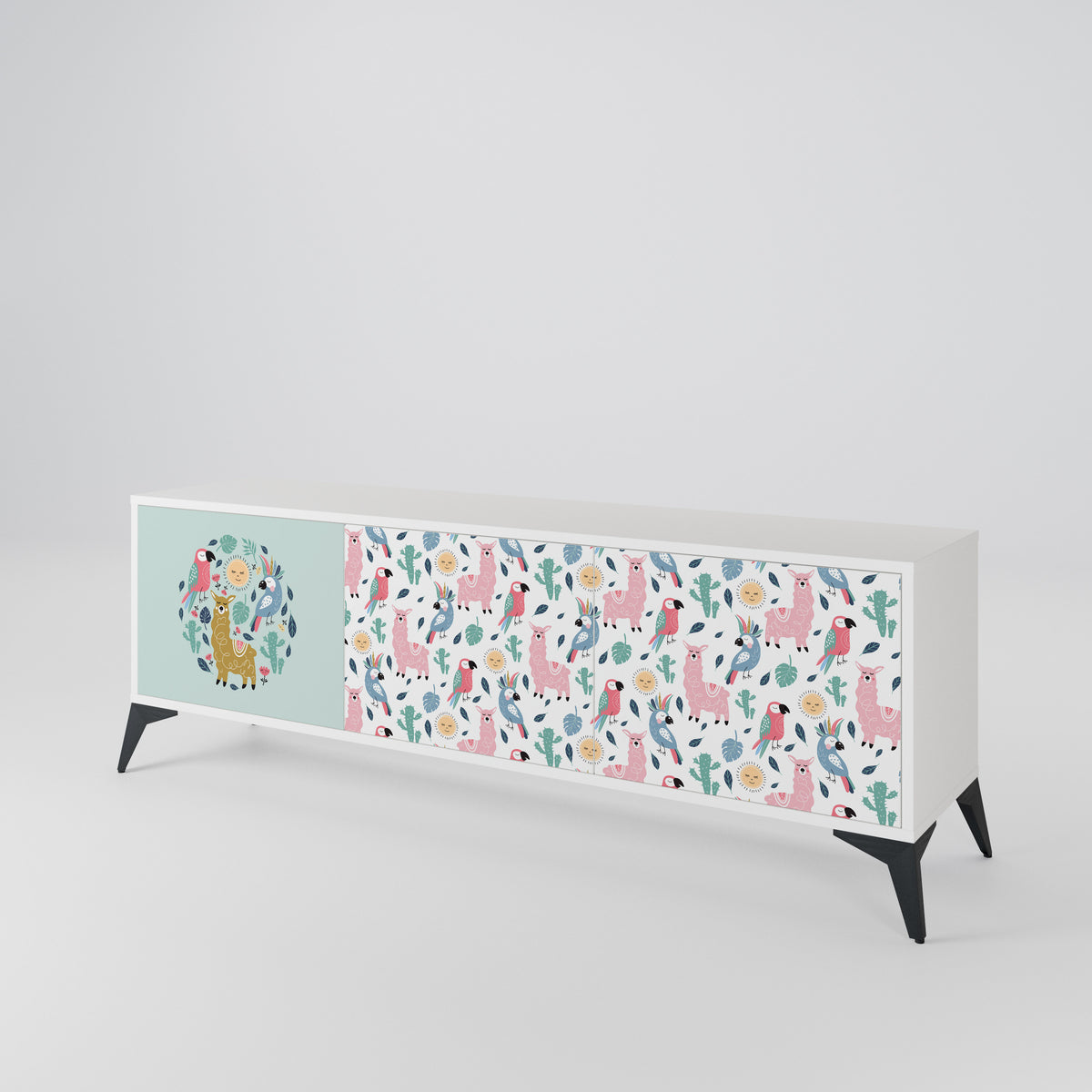 COLORFUL ALPACAS Mueble de TV de 3 Puertas