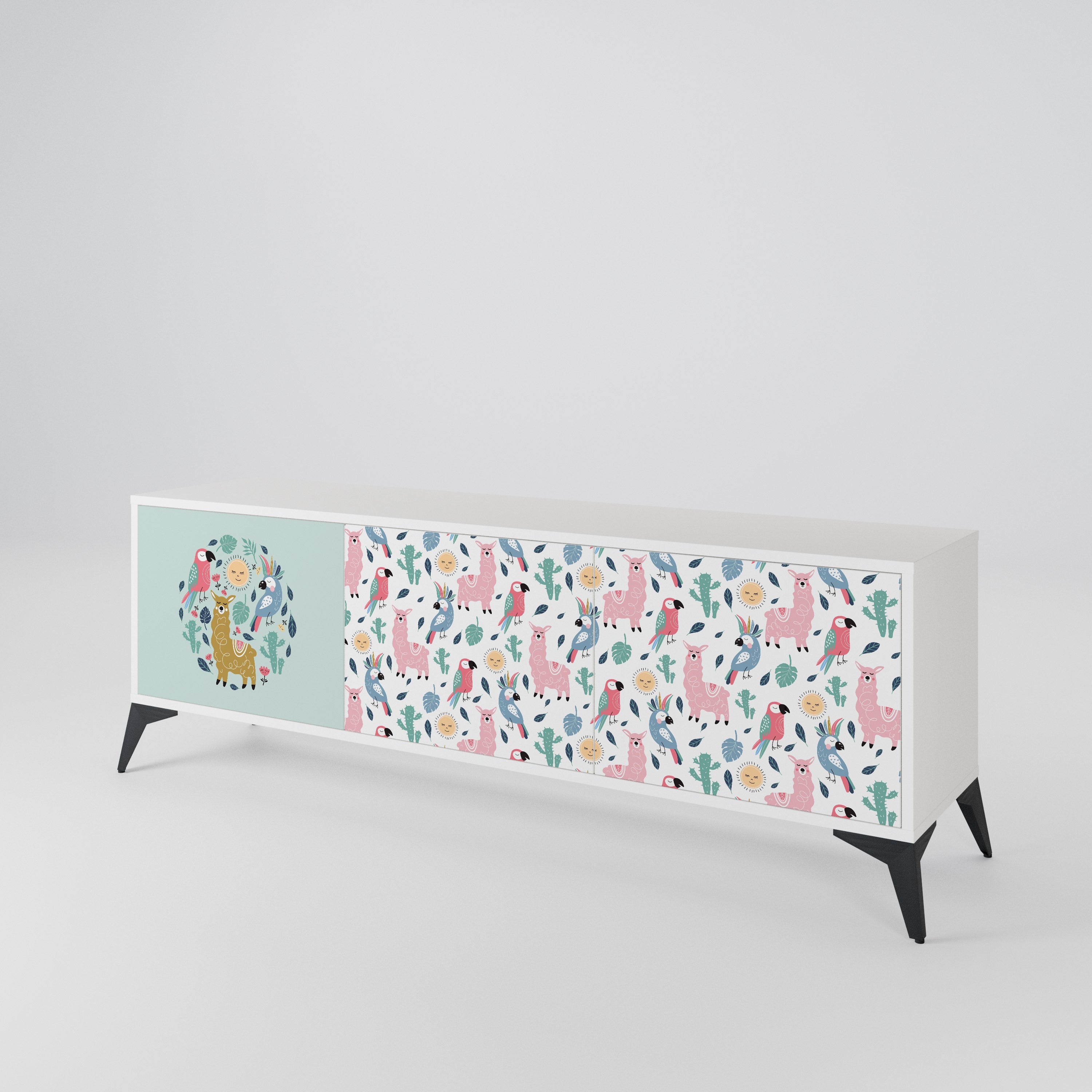 COLORFUL ALPACAS Mueble de TV de 3 Puertas