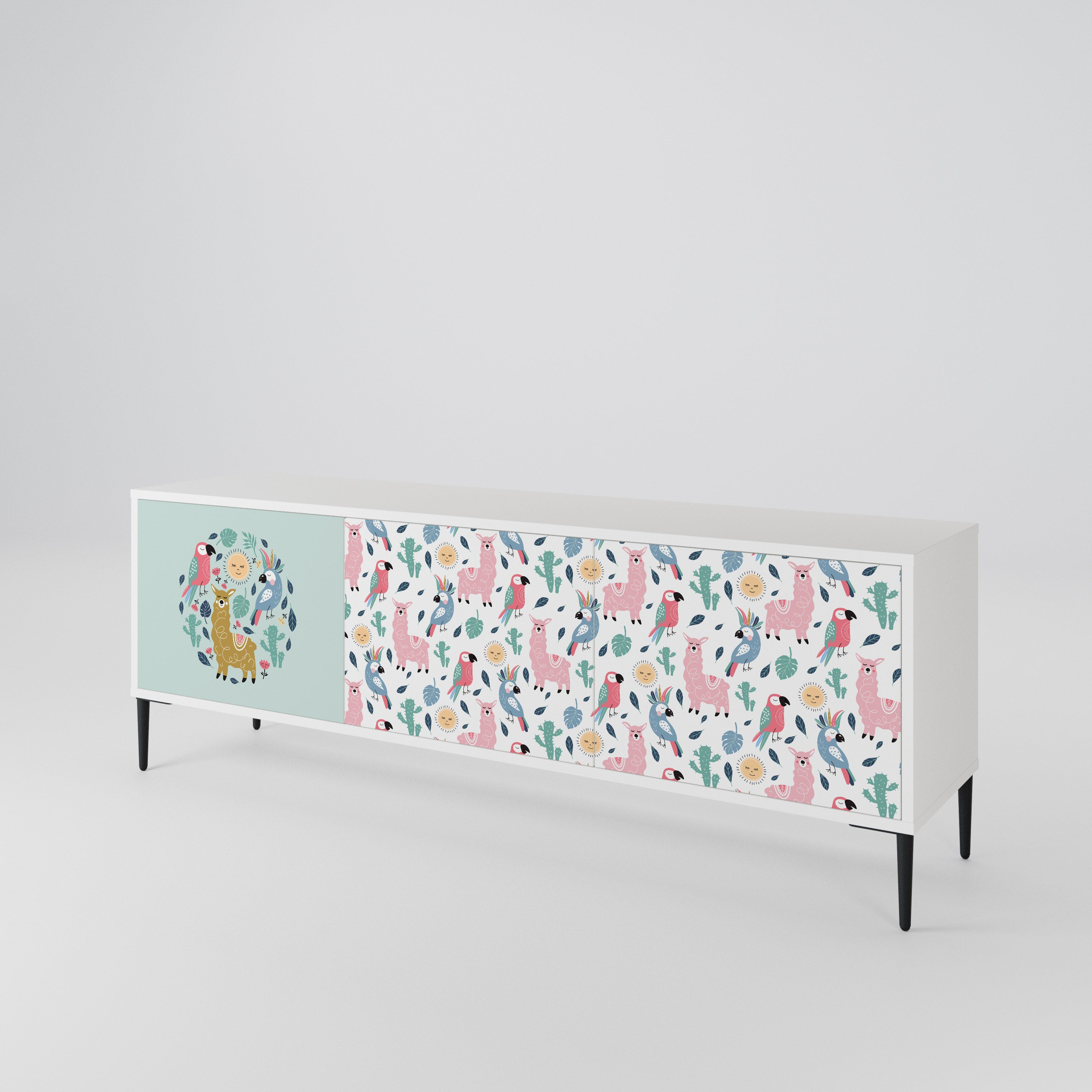 COLORFUL ALPACAS Mueble de TV de 3 Puertas