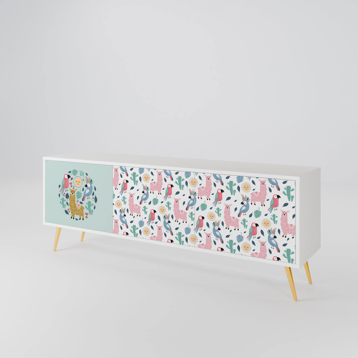 COLORFUL ALPACAS Mueble de TV de 3 Puertas