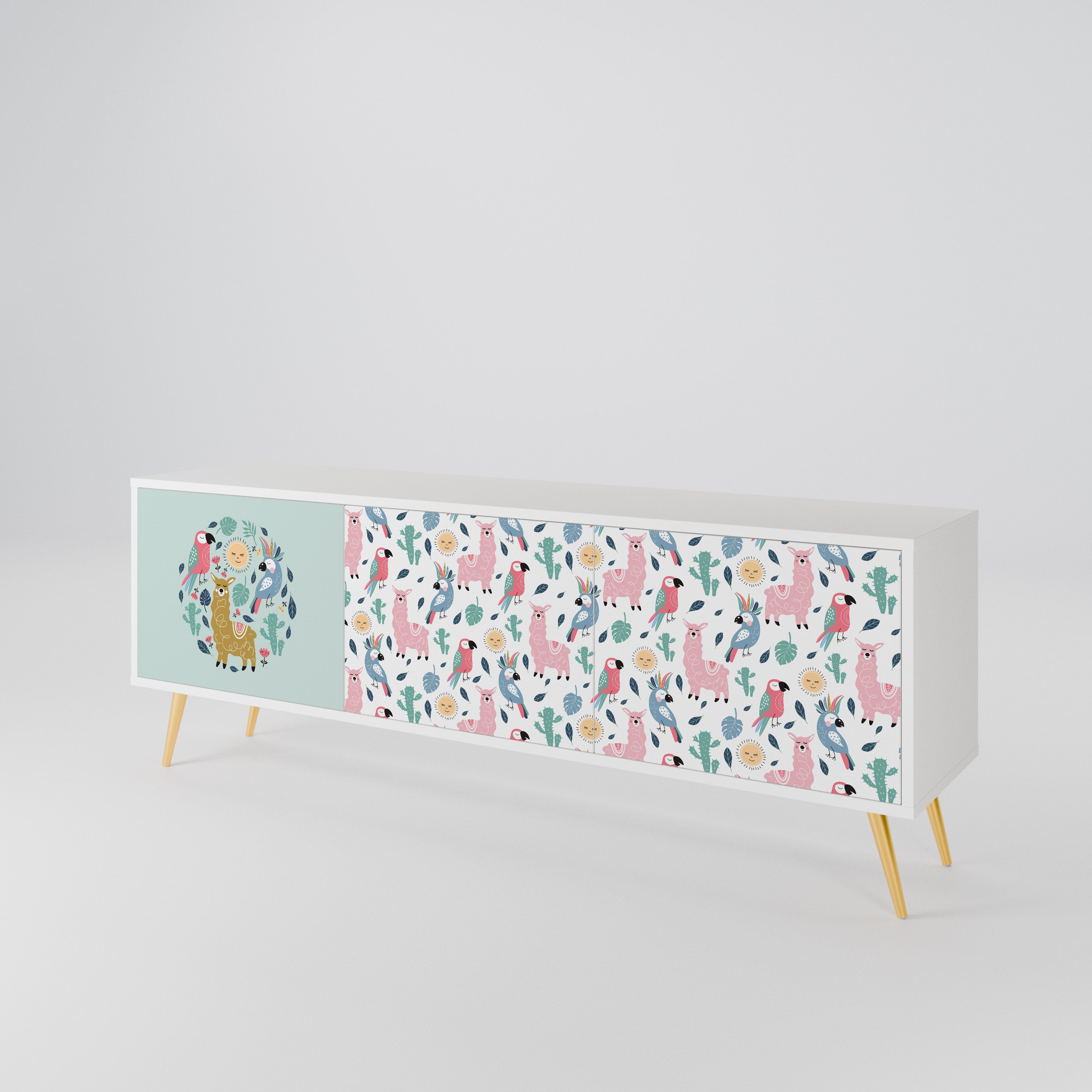 COLORFUL ALPACAS Mueble de TV de 3 Puertas