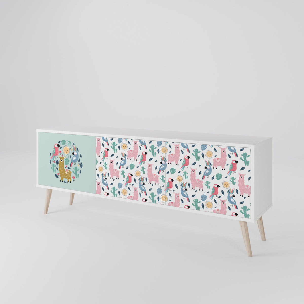 COLORFUL ALPACAS Mueble de TV de 3 Puertas