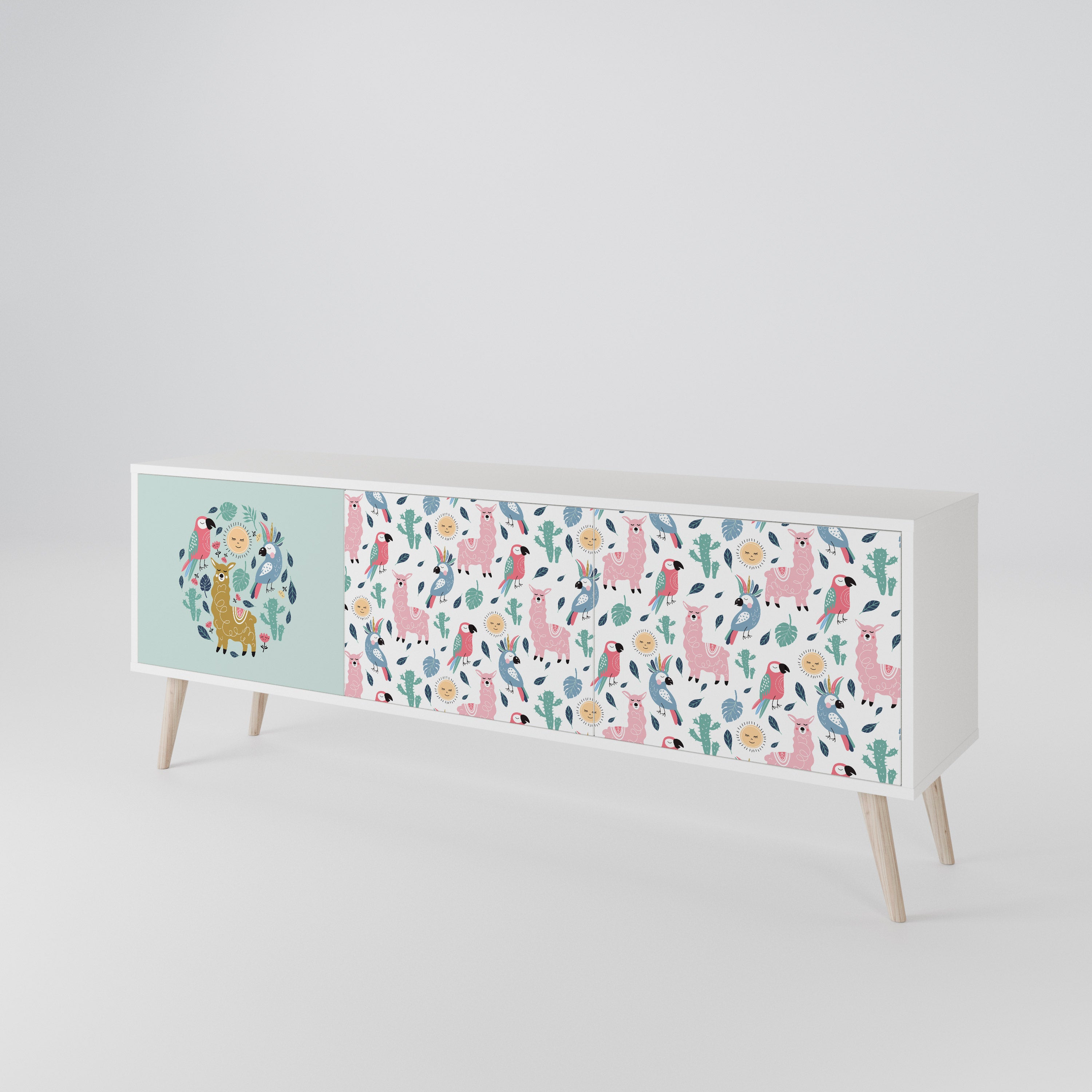 COLORFUL ALPACAS Mueble de TV de 3 Puertas