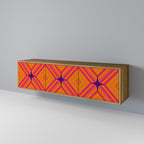 GEOMETRIC BRILLIANCE Mueble de TV de 3 Puertas en Efecto Roble