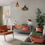 CHROMATIC ABSTRACT 3-Door TV Stand in Oak Effect