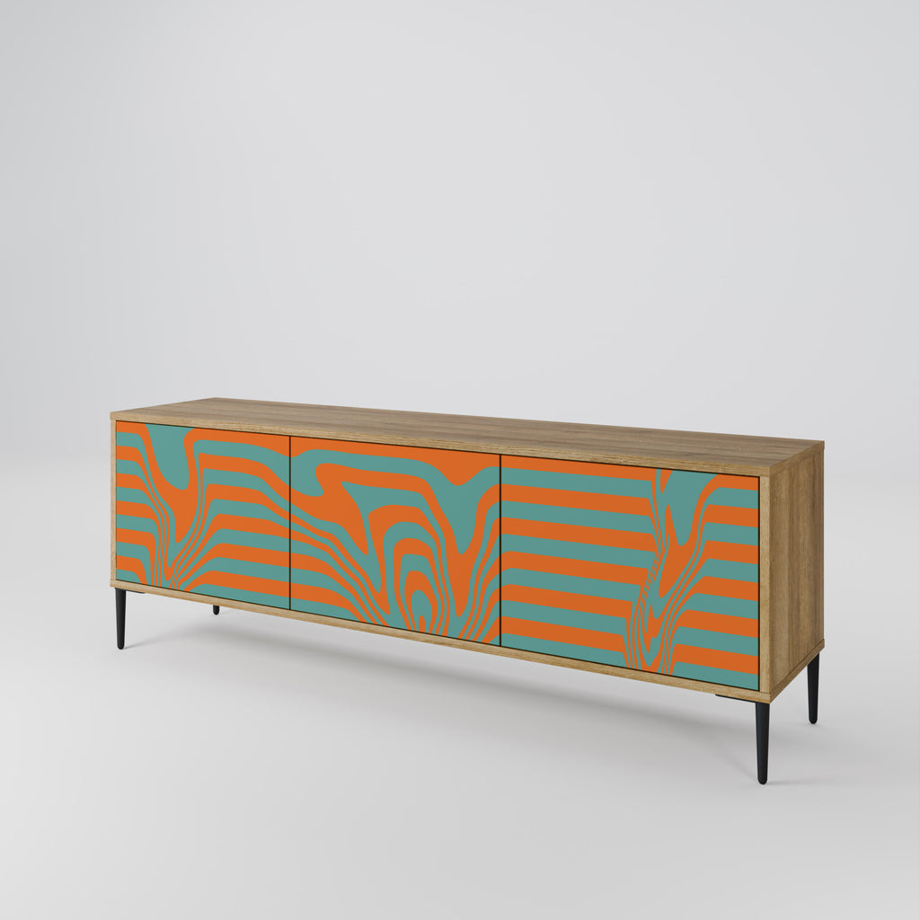 LINE COLLAPSE 3-Door TV Stand in Oak Effect