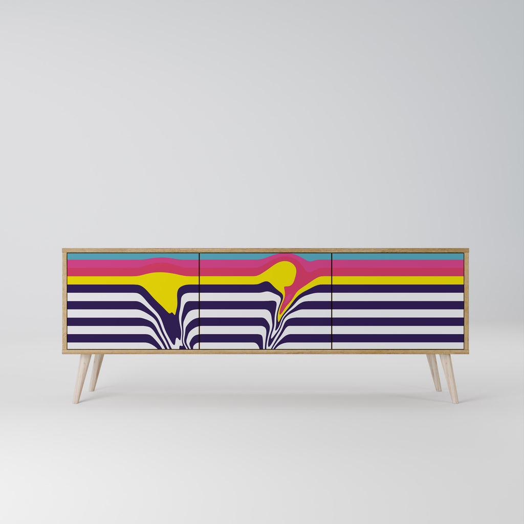 Mueble de TV de 3 puertas COLORFUL DIVERSION con efecto roble