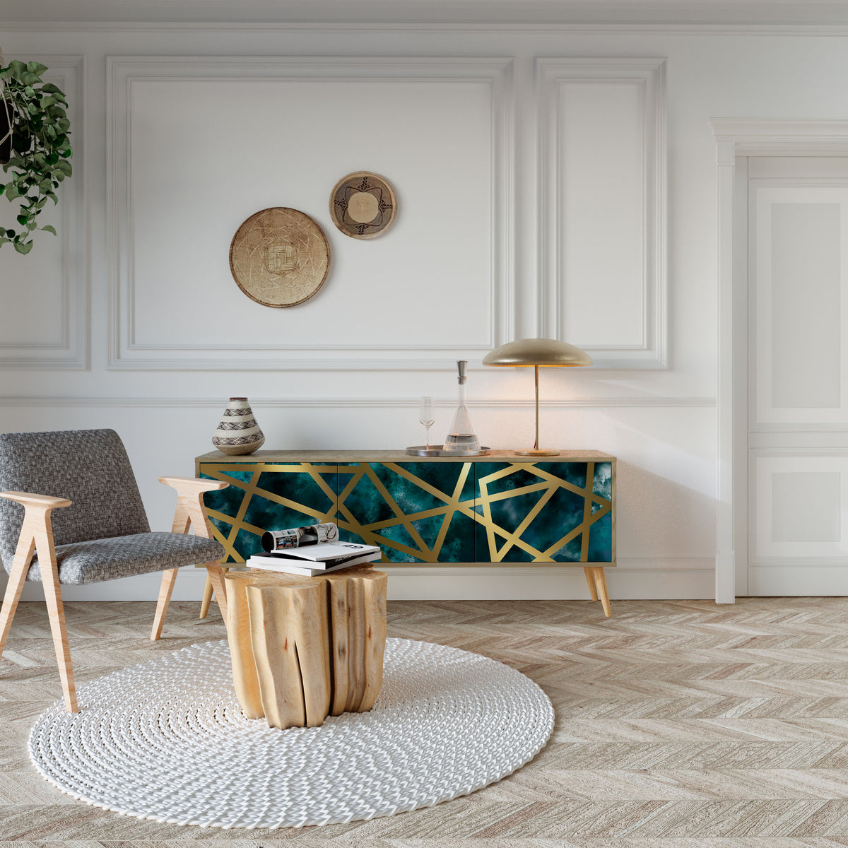 THE LABYRINTH OF GOLD Mueble de TV de 3 Puertas