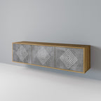 POLYGONAL ARTISTRY 3-Door TV Stand in Oak Effect