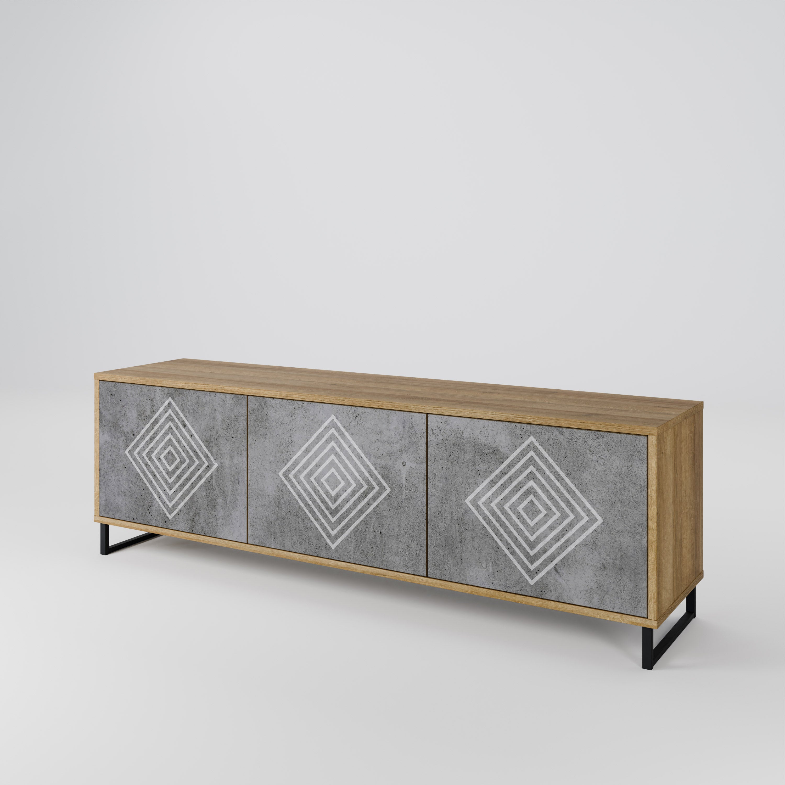 POLYGONAL ARTISTRY Mueble de TV de 3 Puertas