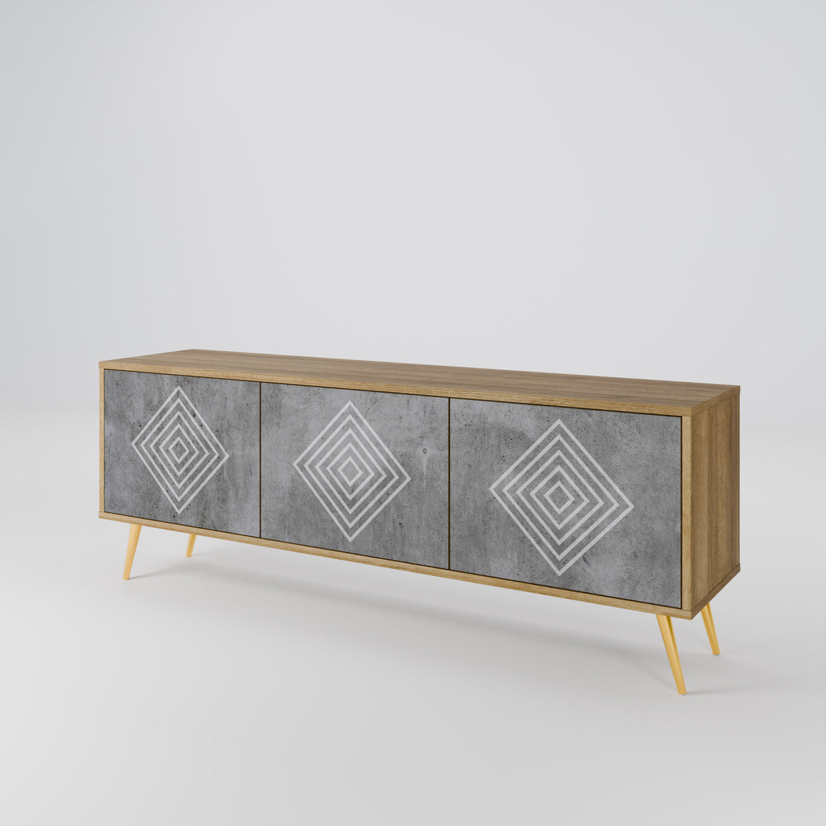 POLYGONAL ARTISTRY Mueble de TV de 3 Puertas