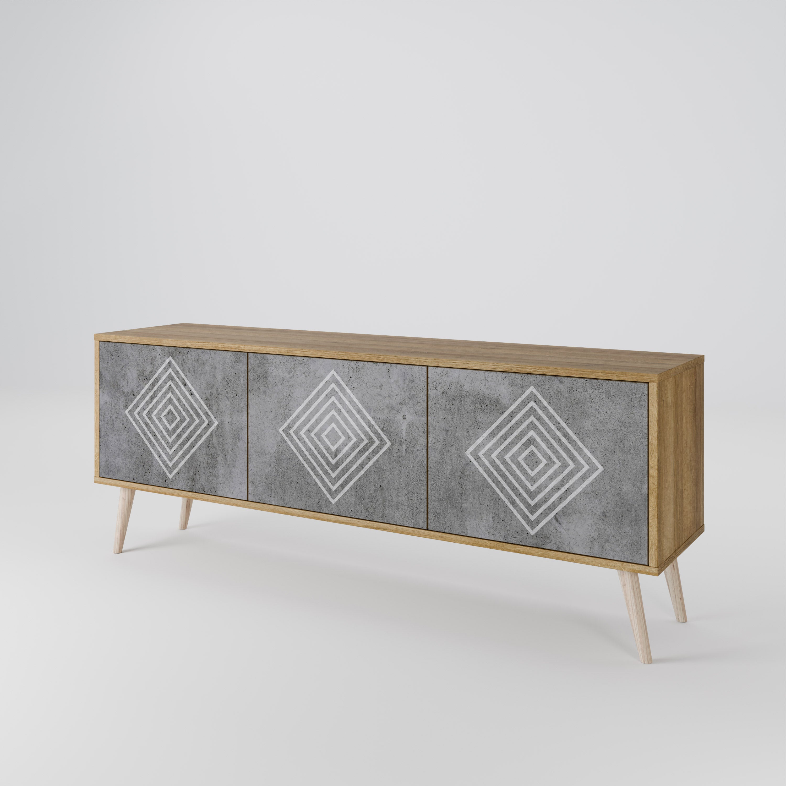 POLYGONAL ARTISTRY Mueble de TV de 3 Puertas