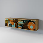 GEODE GLIMMER Mueble de TV de 3 Puertas en Efecto Roble