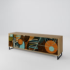 GEODE GLIMMER Mueble de TV de 3 Puertas en Efecto Roble