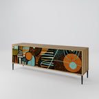 GEODE GLIMMER Mueble de TV de 3 Puertas en Efecto Roble