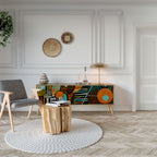 GEODE GLIMMER Mueble de TV de 3 Puertas en Efecto Roble