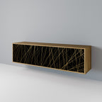 BRIGHT MESH Mueble de TV de 3 Puertas en Efecto Roble