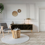 BRIGHT MESH Mueble de TV de 3 Puertas en Efecto Roble