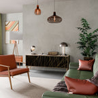 BRIGHT MESH Mueble de TV de 3 Puertas en Efecto Roble